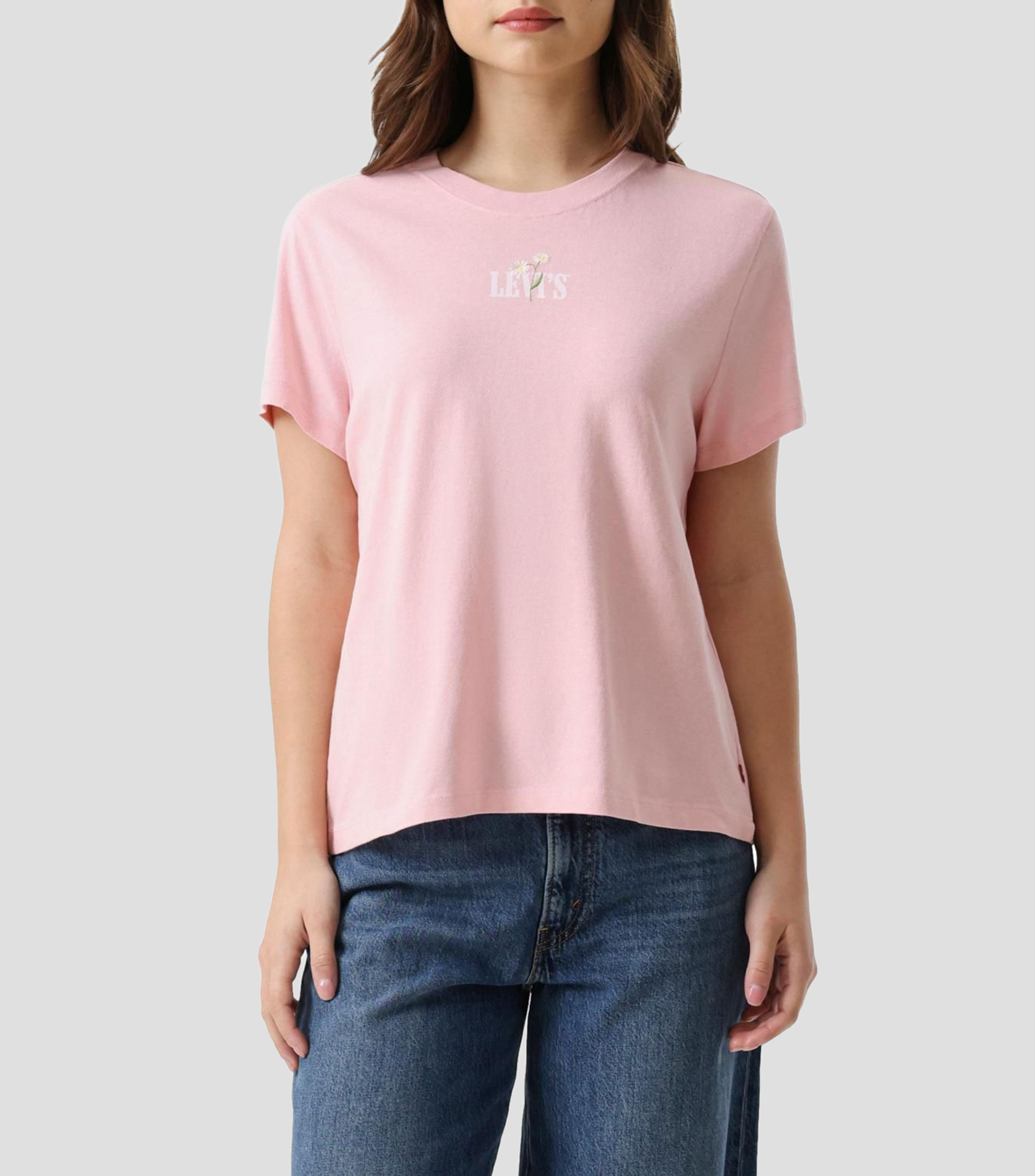 Playera de cuello redondo con manga corta lisa Mujer