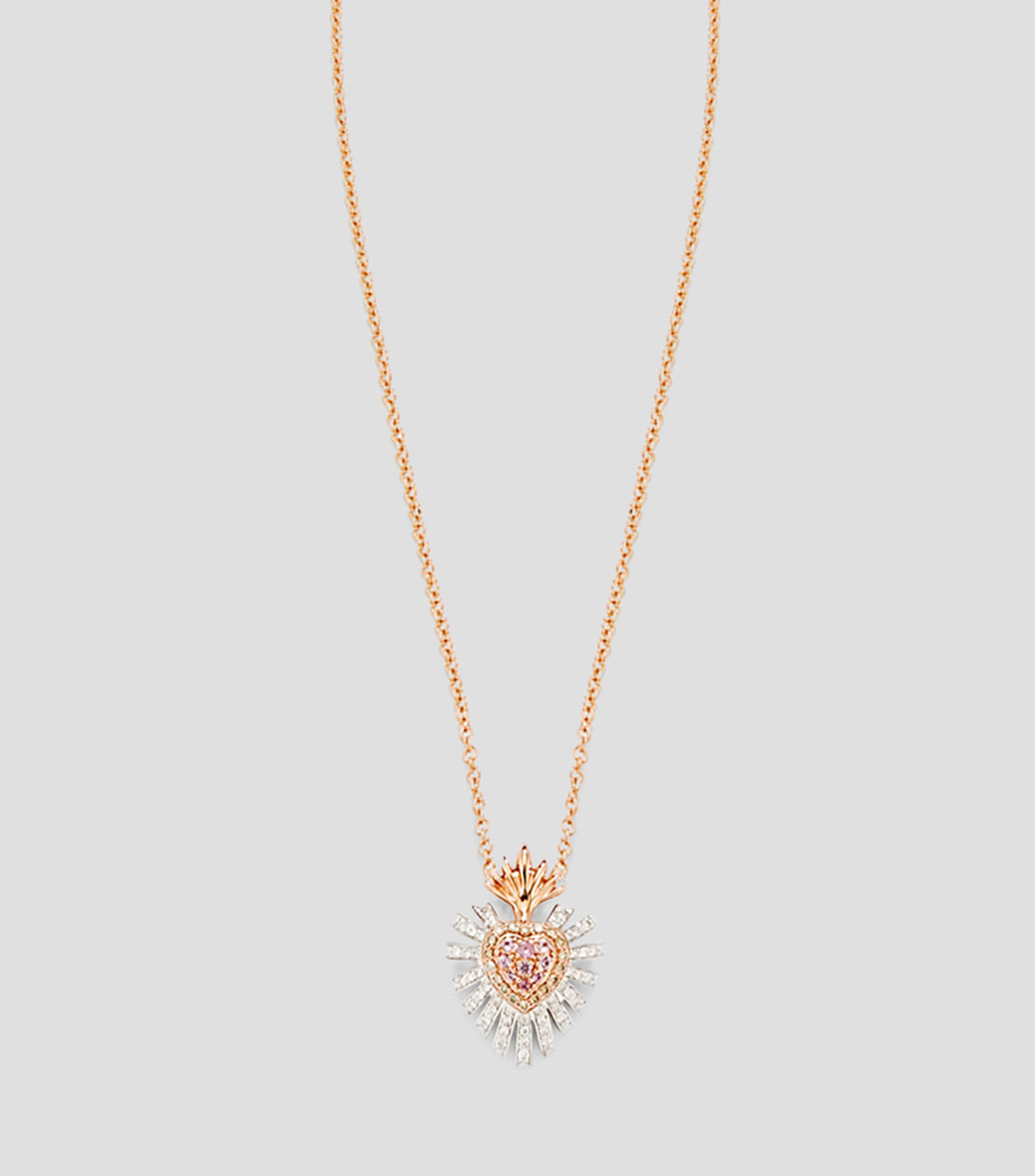 Collar en Oro rosa de 18 Kilates con zafiros y diamantes Amuletos de Frida Mujer