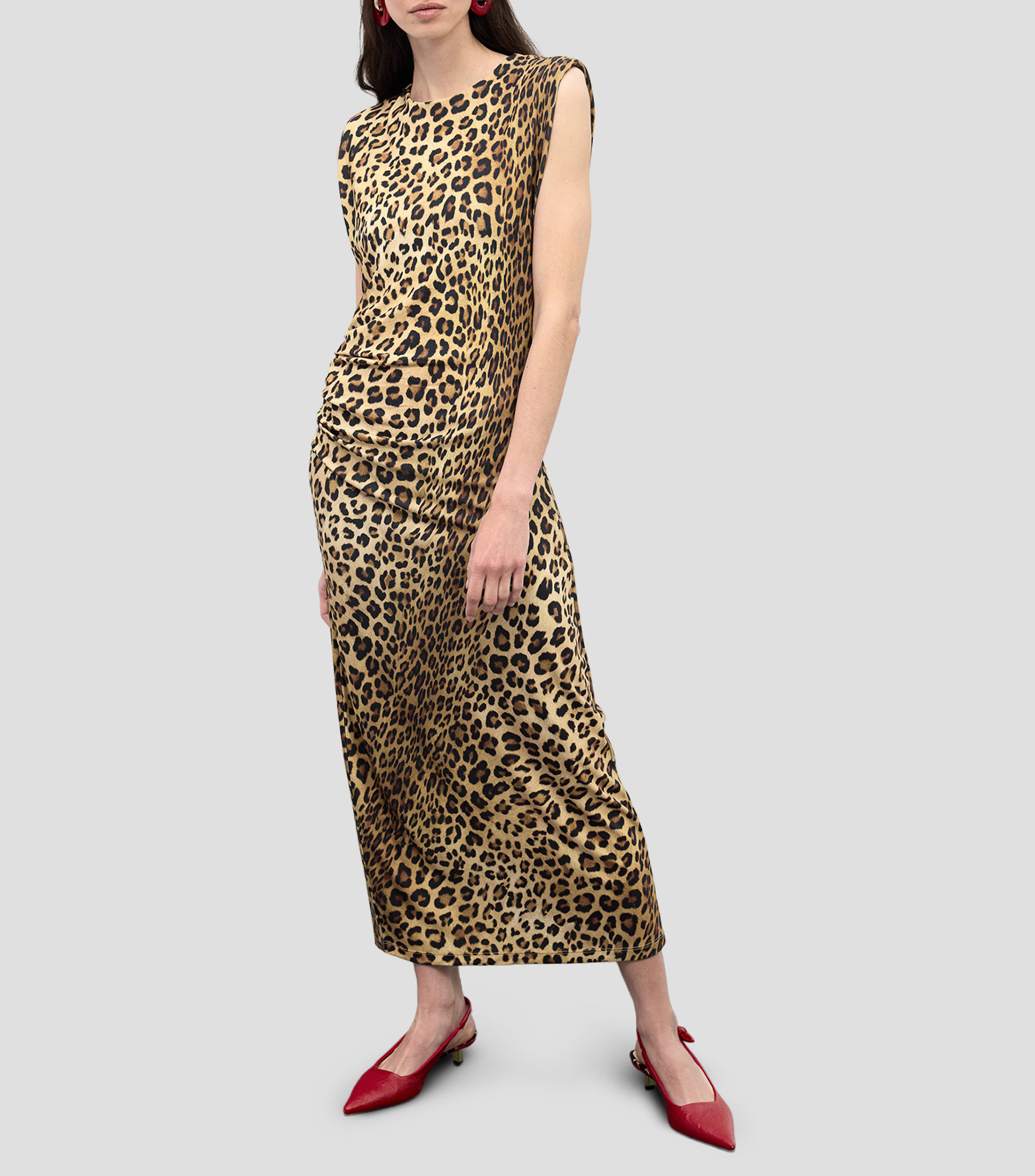 Vestido midi animalprint Mujer