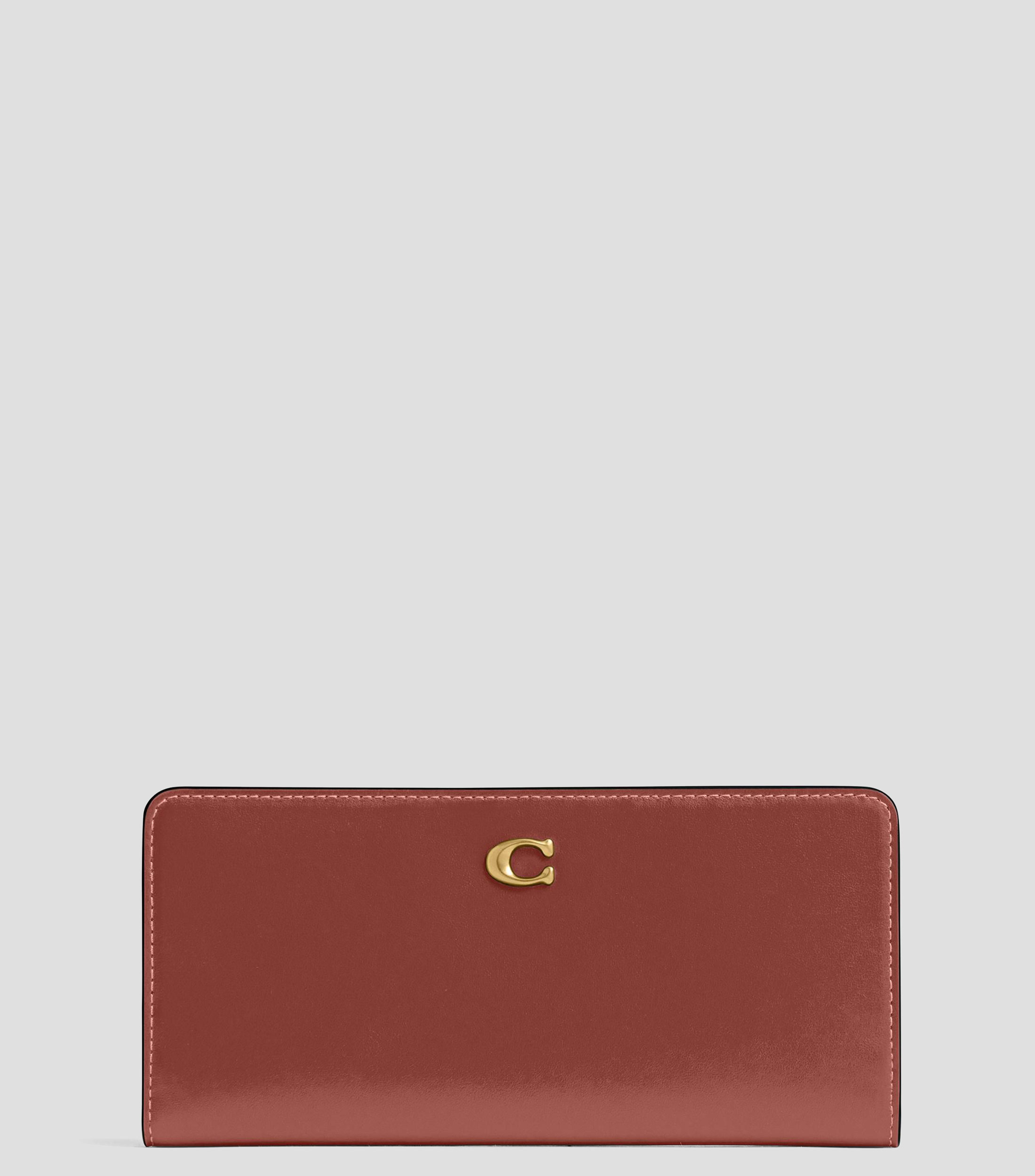 Cartera naranja en piel Essential Slim lisa Mujer