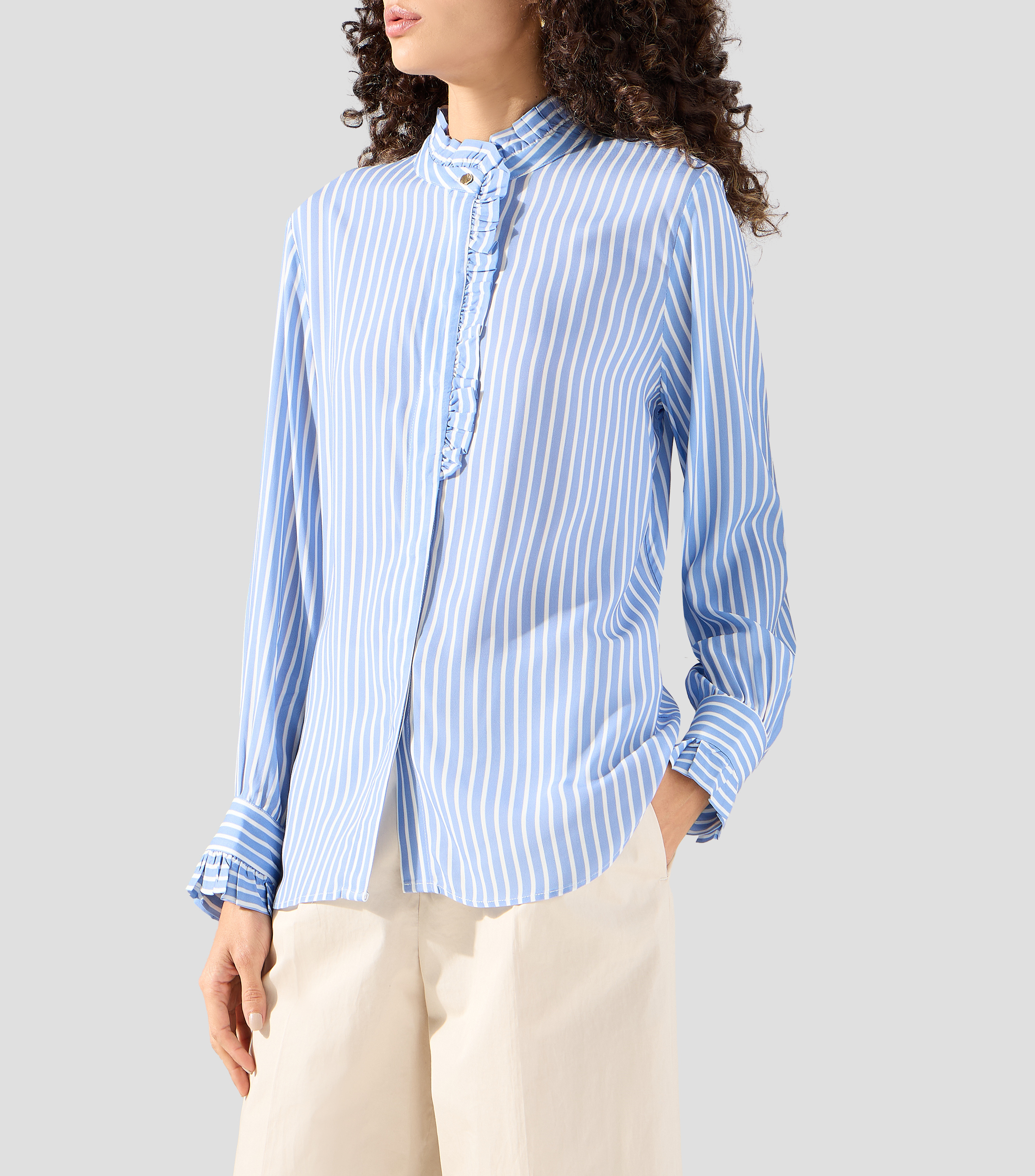 Blusa de rayas manga larga Mujer