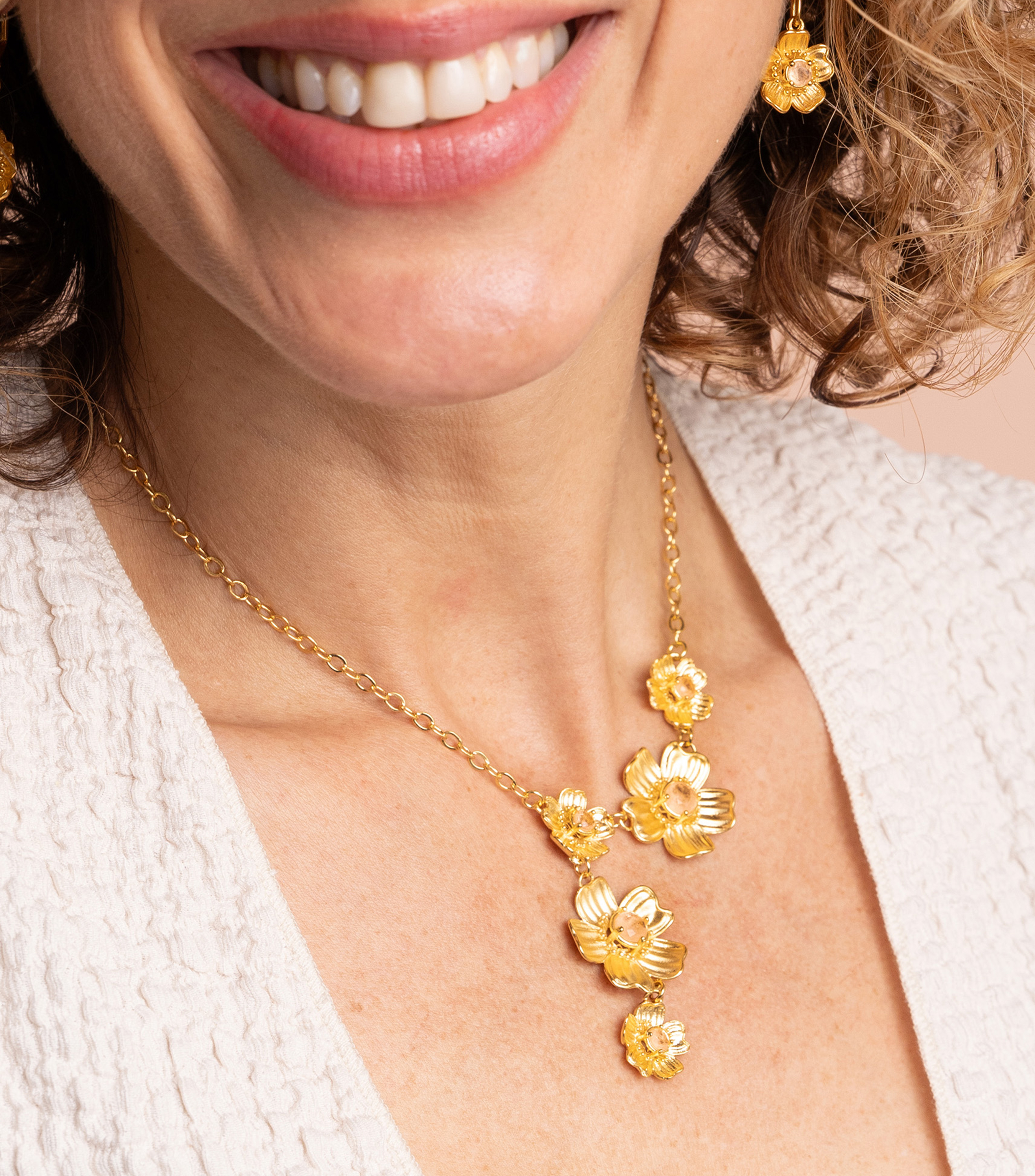 Collar en plata .925 con topacios Lariat Florecer Mujer