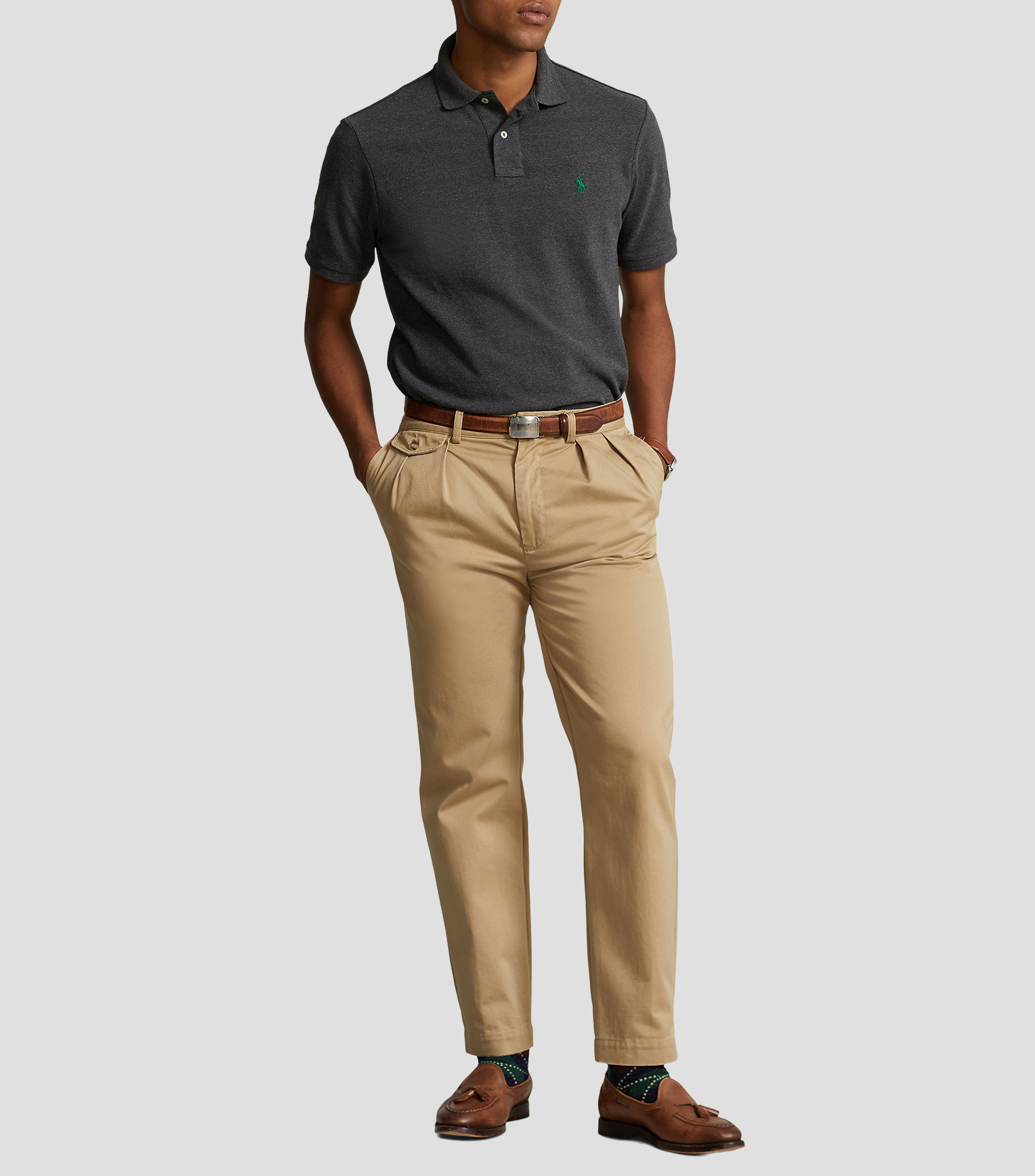 Playera tipo polo manga corta jaspeada Hombre