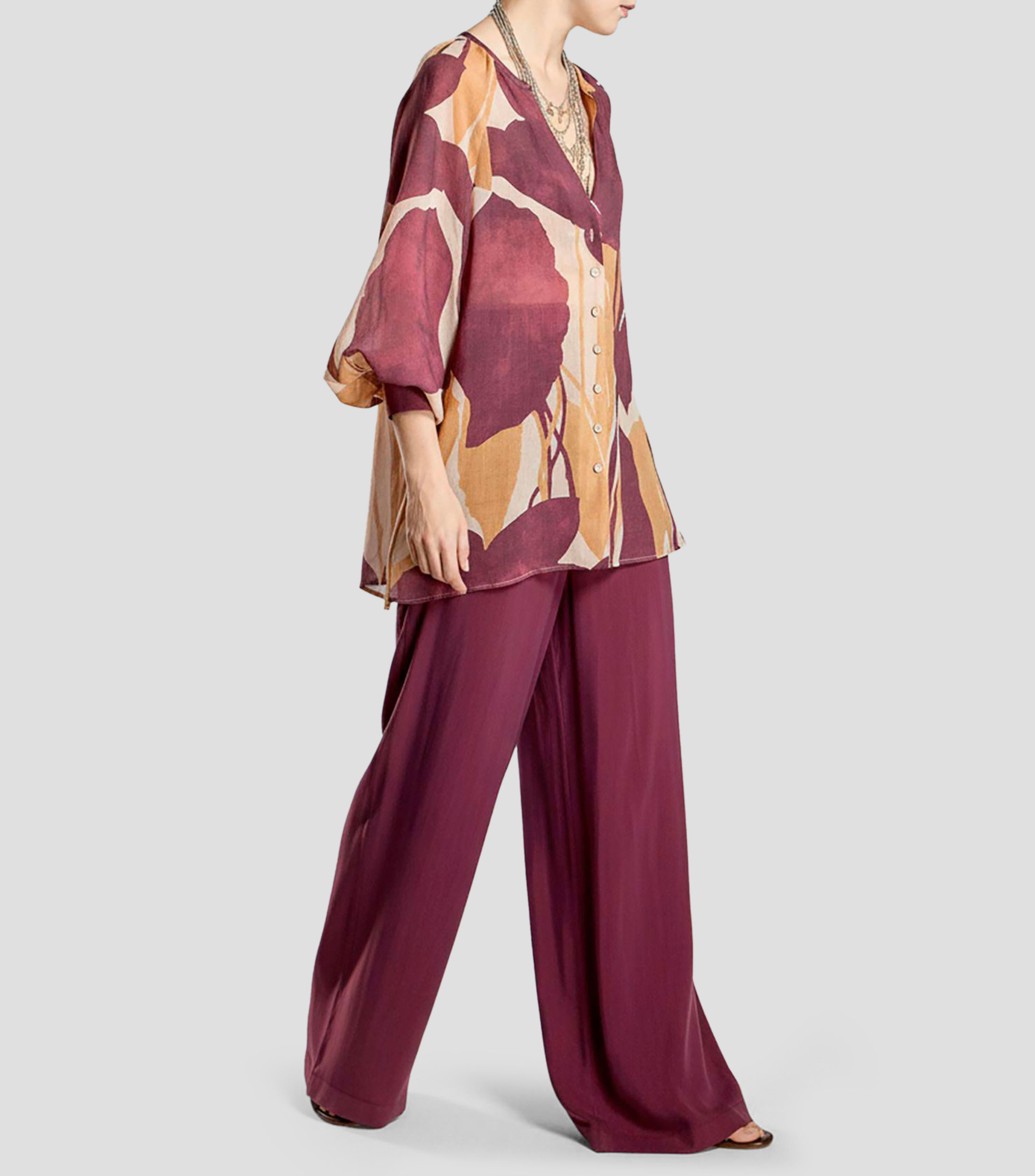 Blusa estampada manga larga Mujer