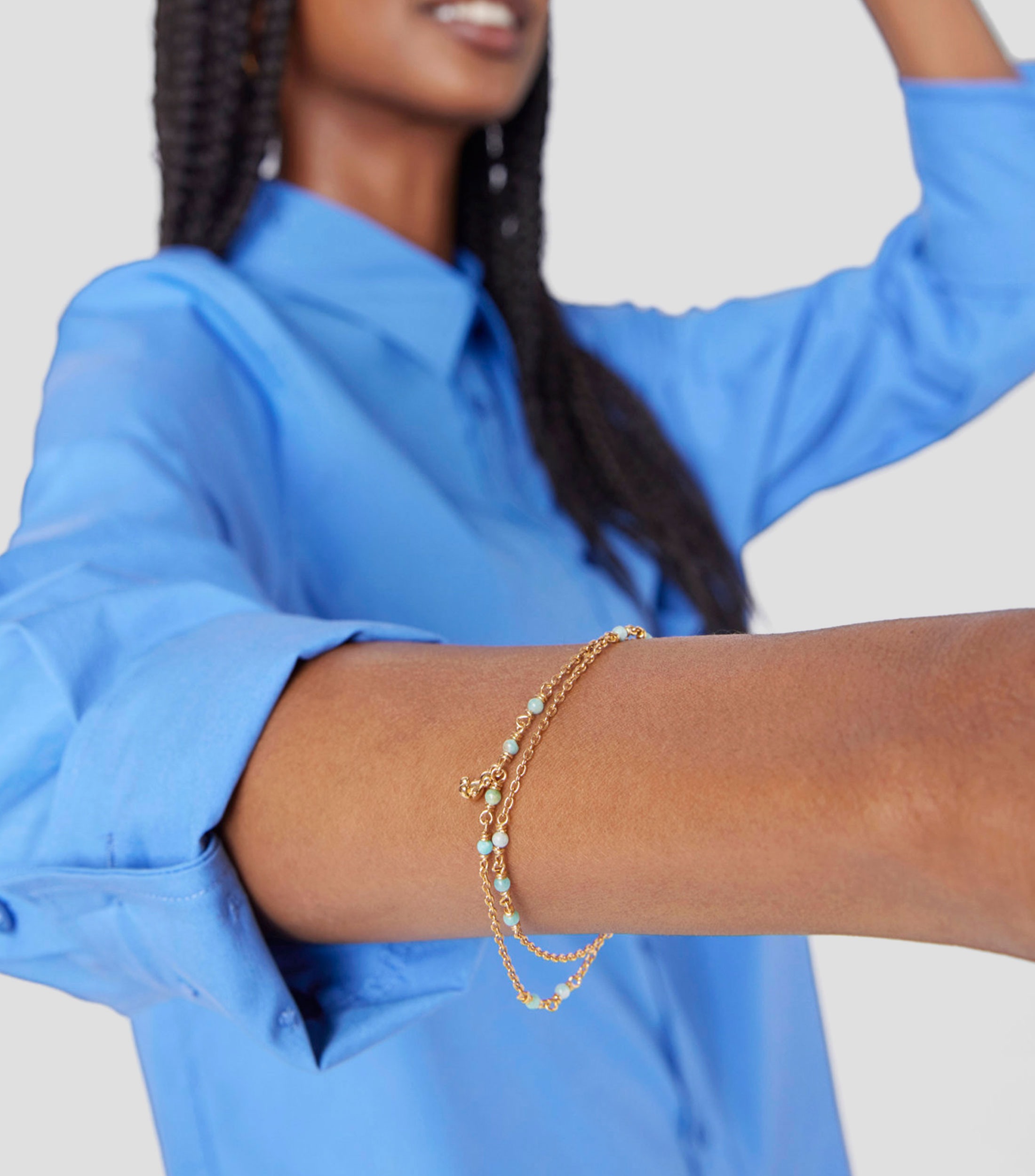 Pulsera en plata con Amazonitas Bold Bear Mujer