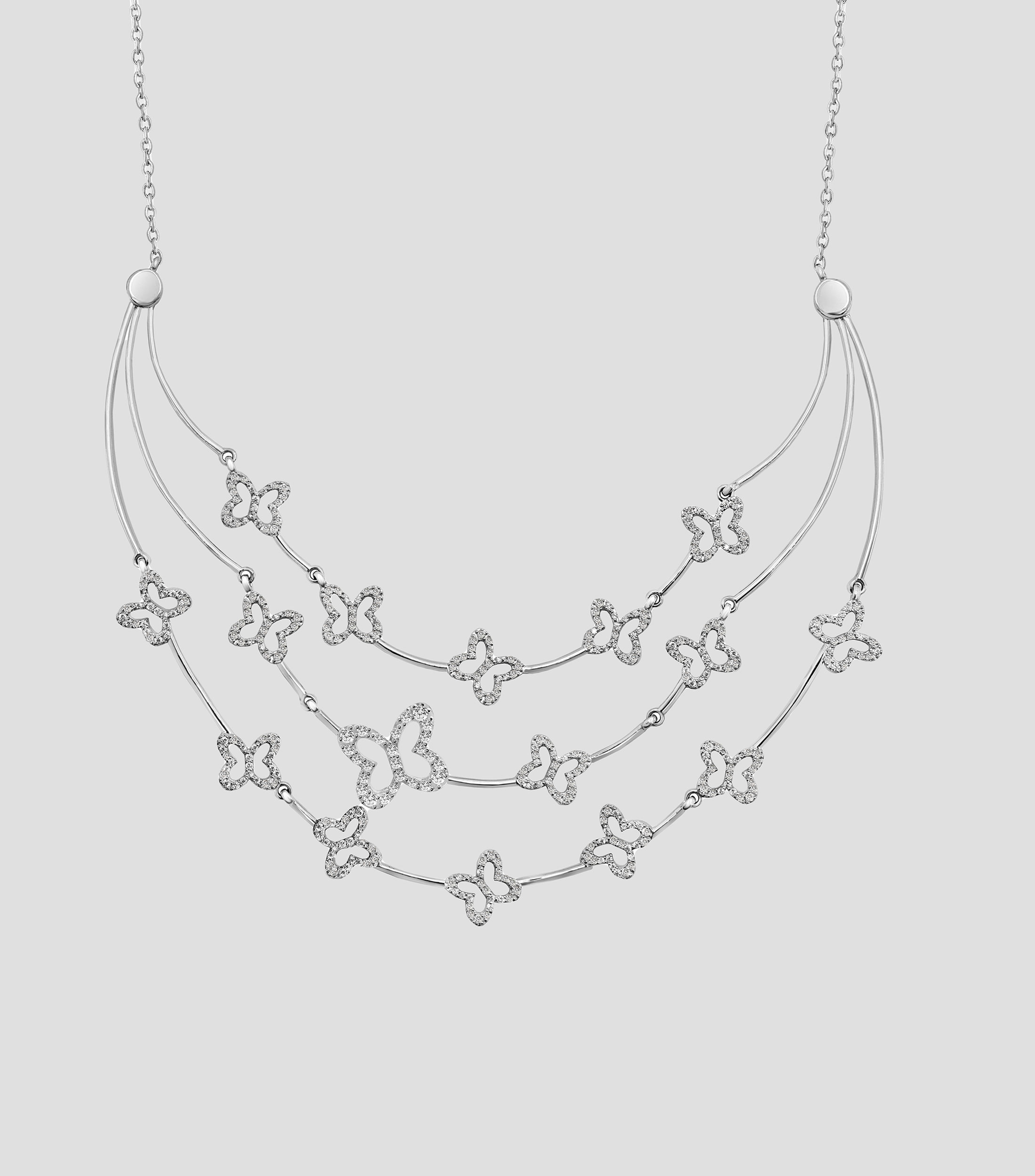 Collar en plata con mariposas y circonias Mujer