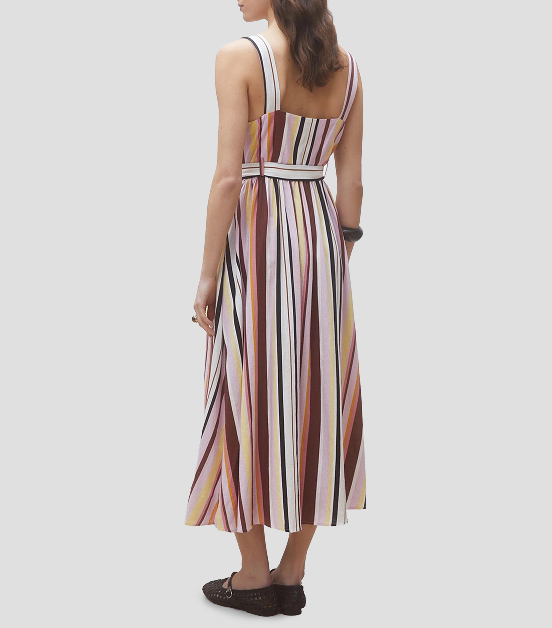 Vestido midi con rayas Mujer