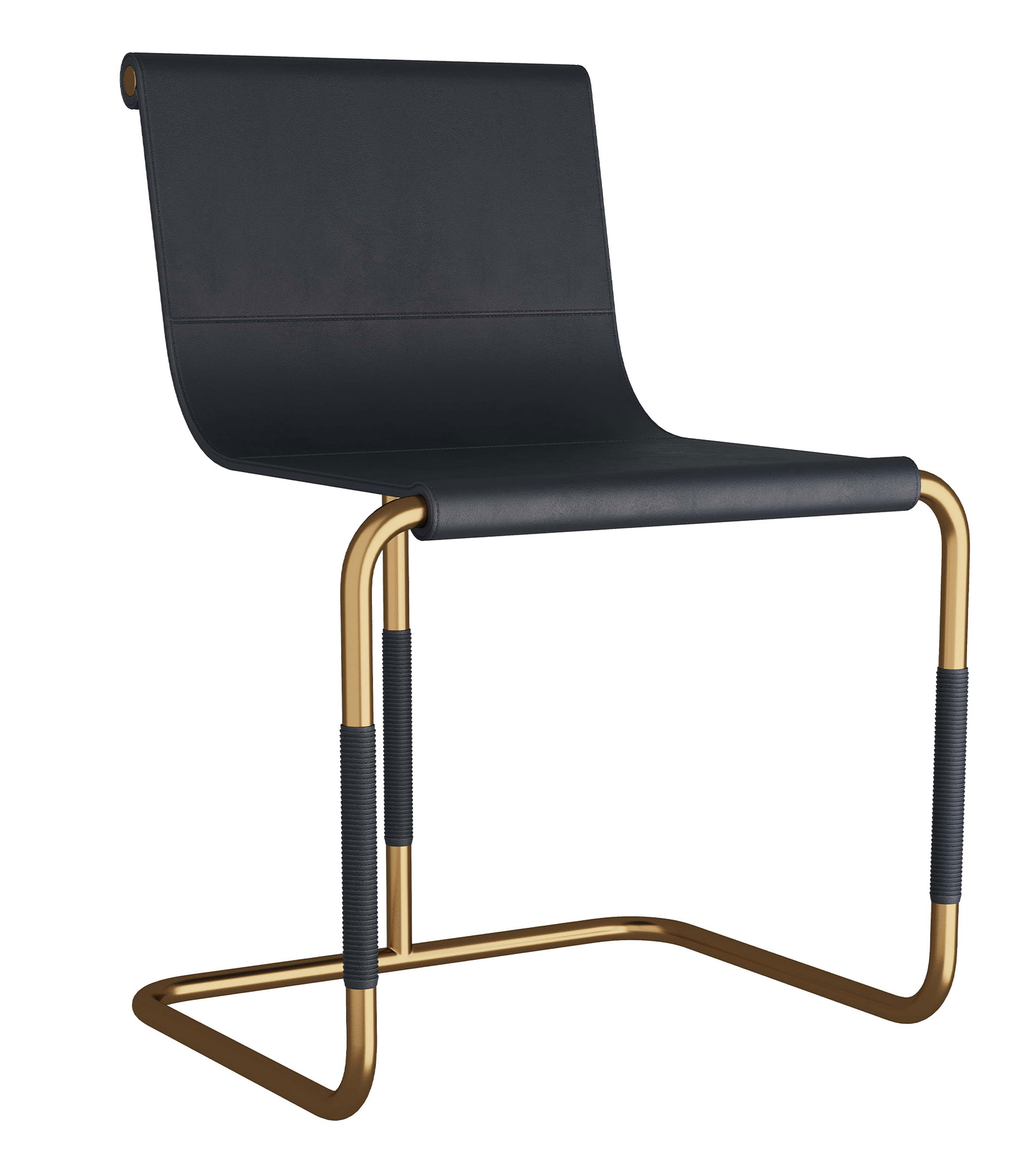 Silla Vermillian en piel y laton