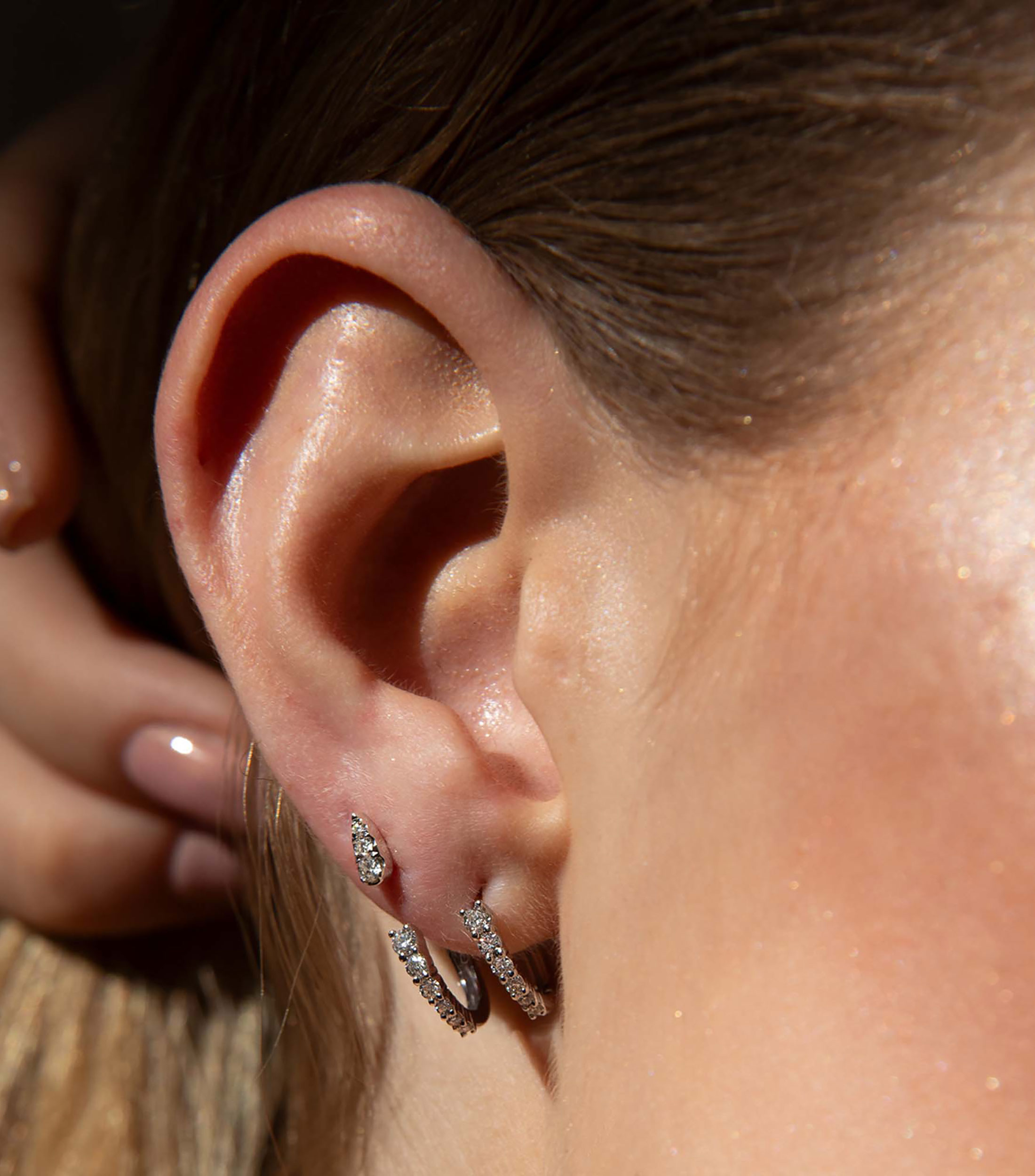 Aretes en oro blanco 18 kilates con diamantes Mujer