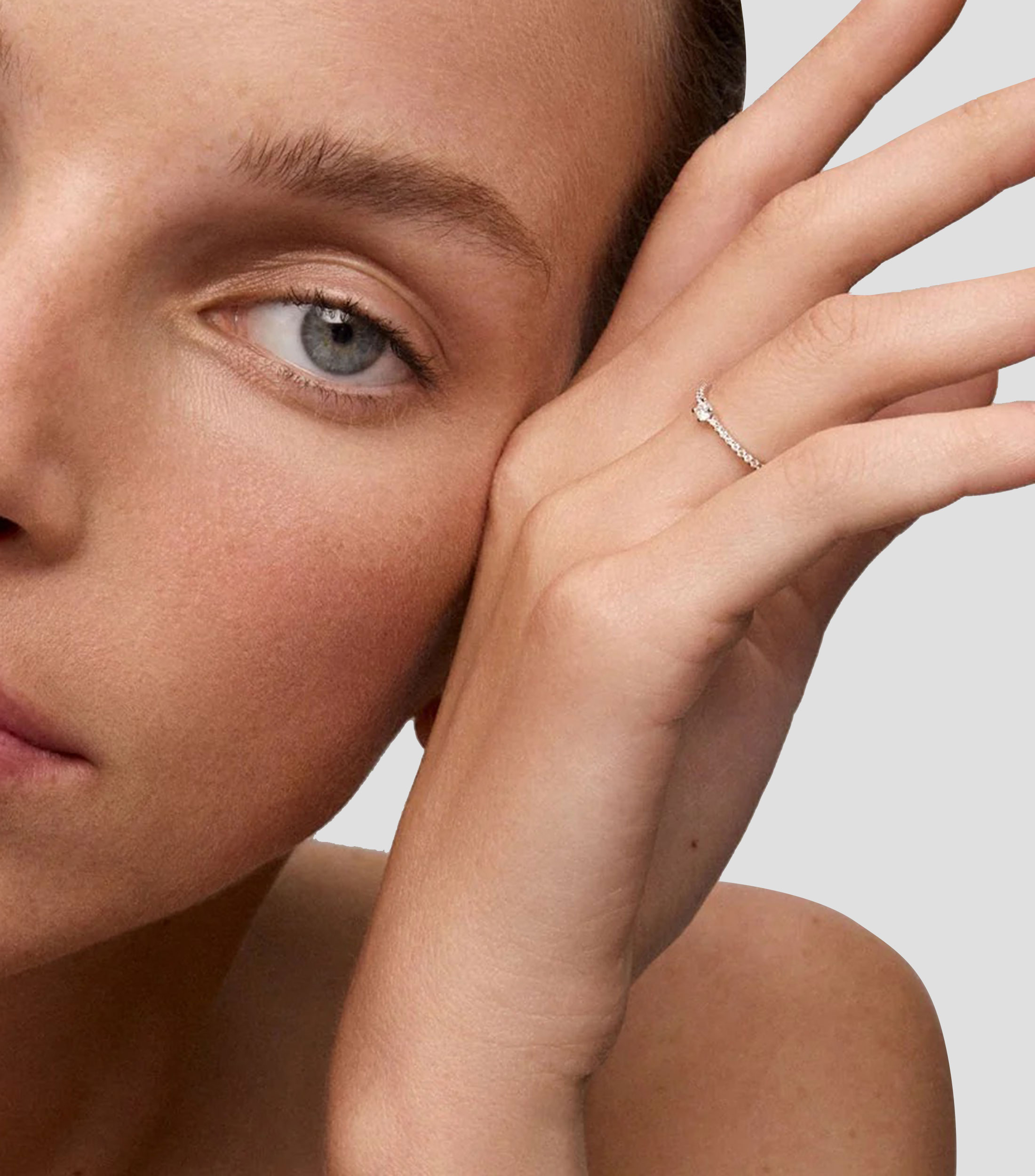 Anillo Solitario en oro blanco 18 Kts con diamantes Compromiso Mujer Talla 12