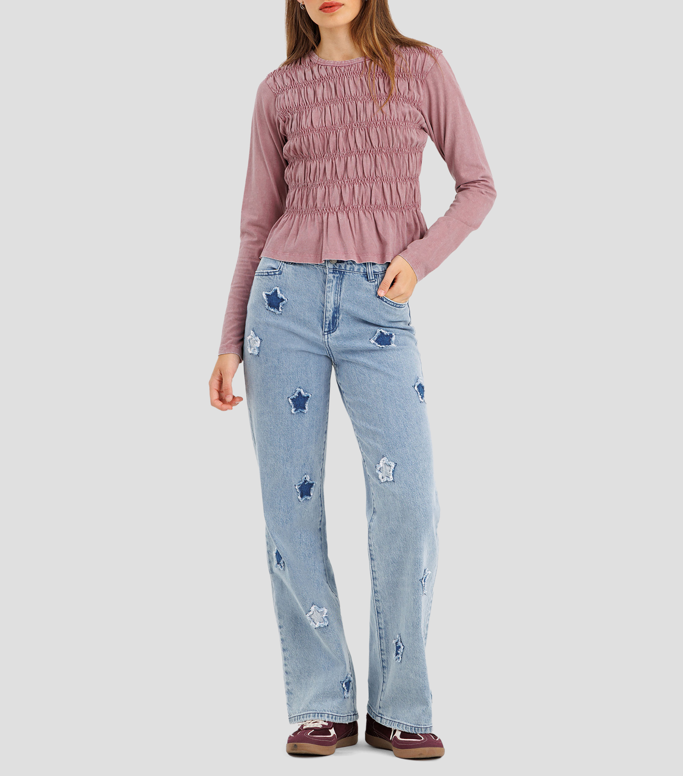 Playera cuello redondo manga larga fantasía Mujer