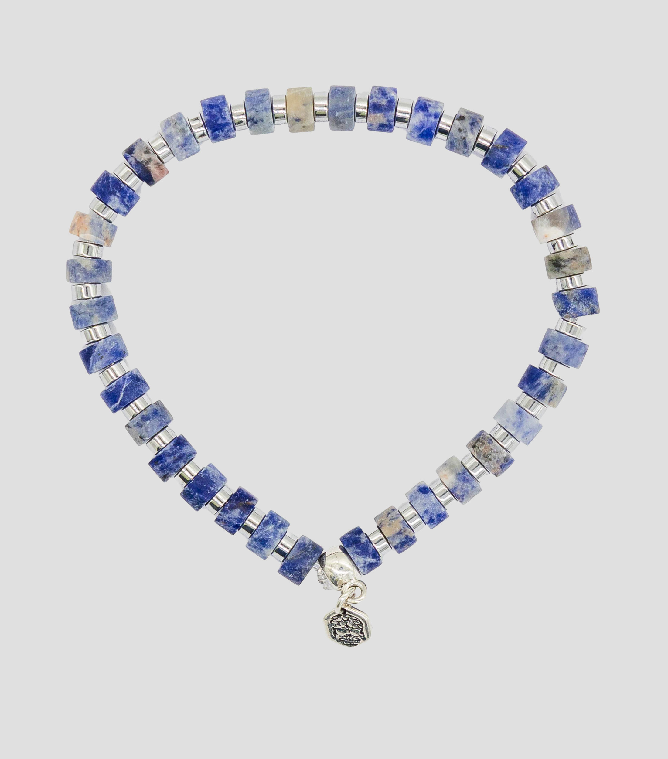 Pulsera en plata 925 azul con cuentas cilíndricas Hombre