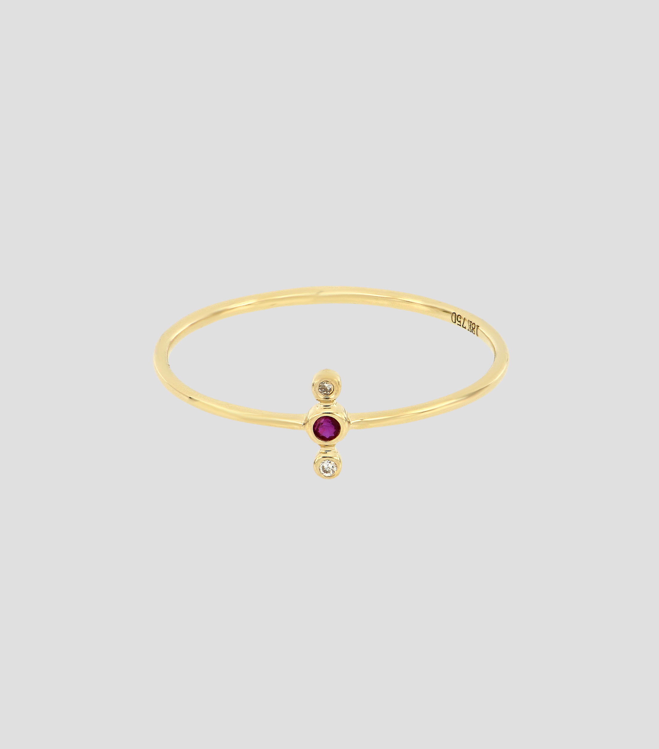 Anillo de oro amarillo 18 kilates con diamantes y rubí Kind Mujer