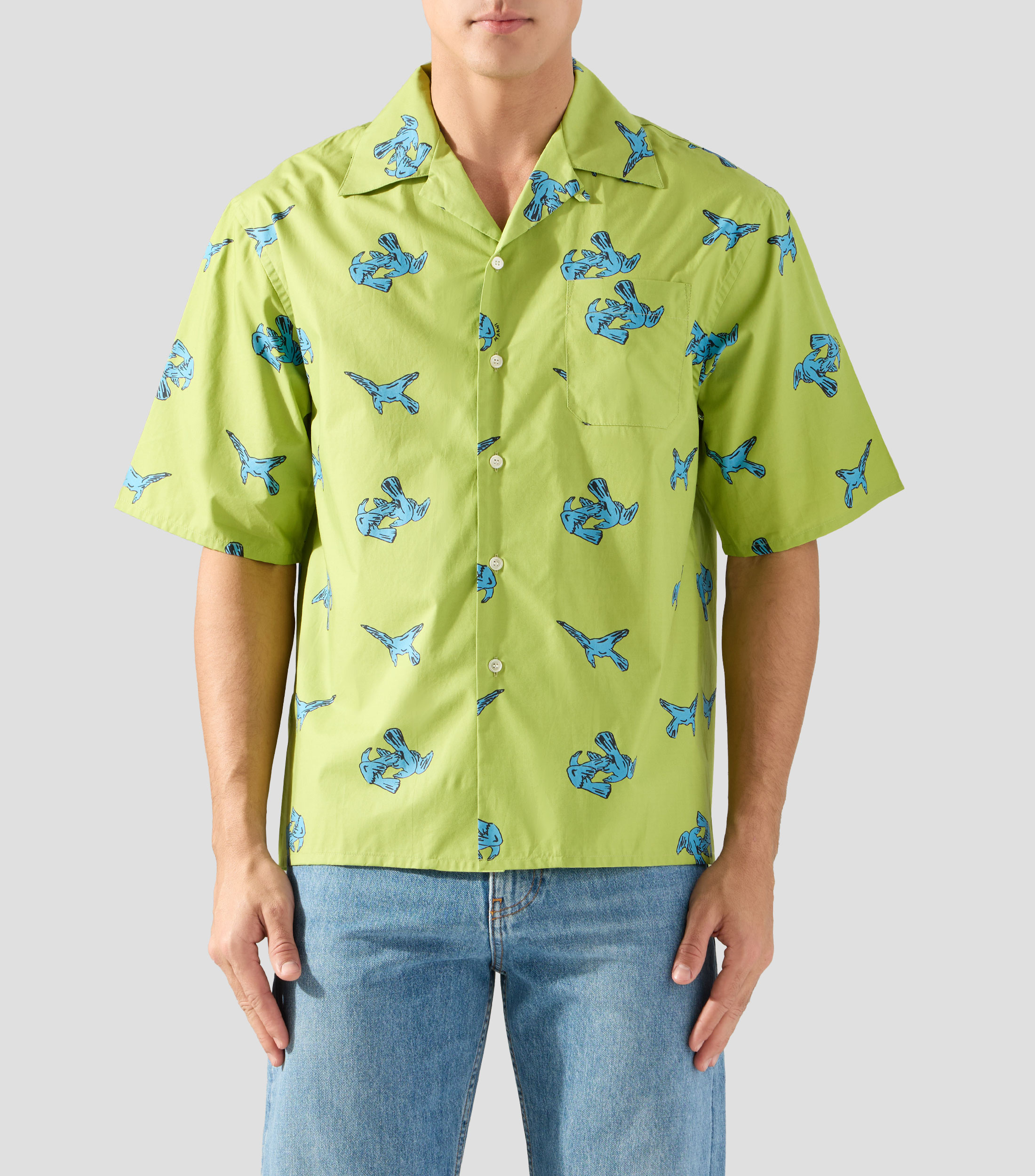 Camisa estampada con manga corta Hombre