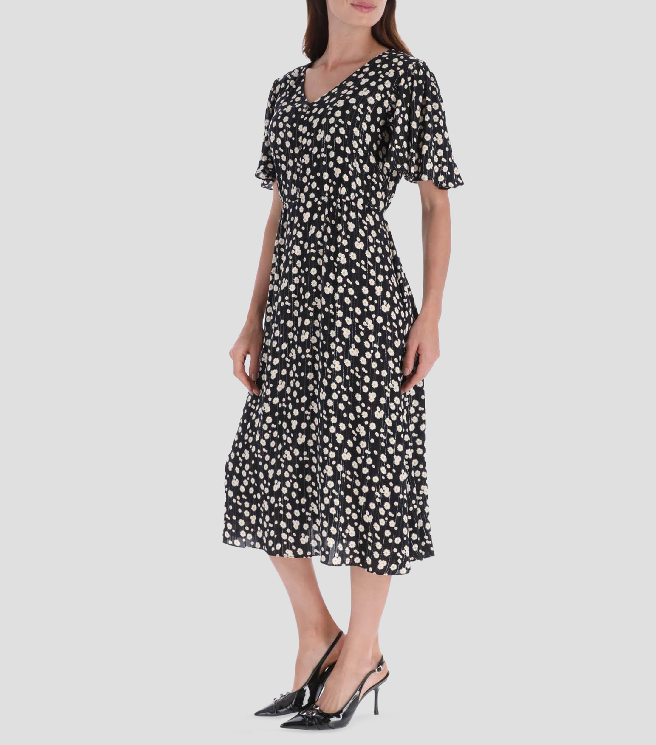 Vestido midi manga corta fantasía Mujer