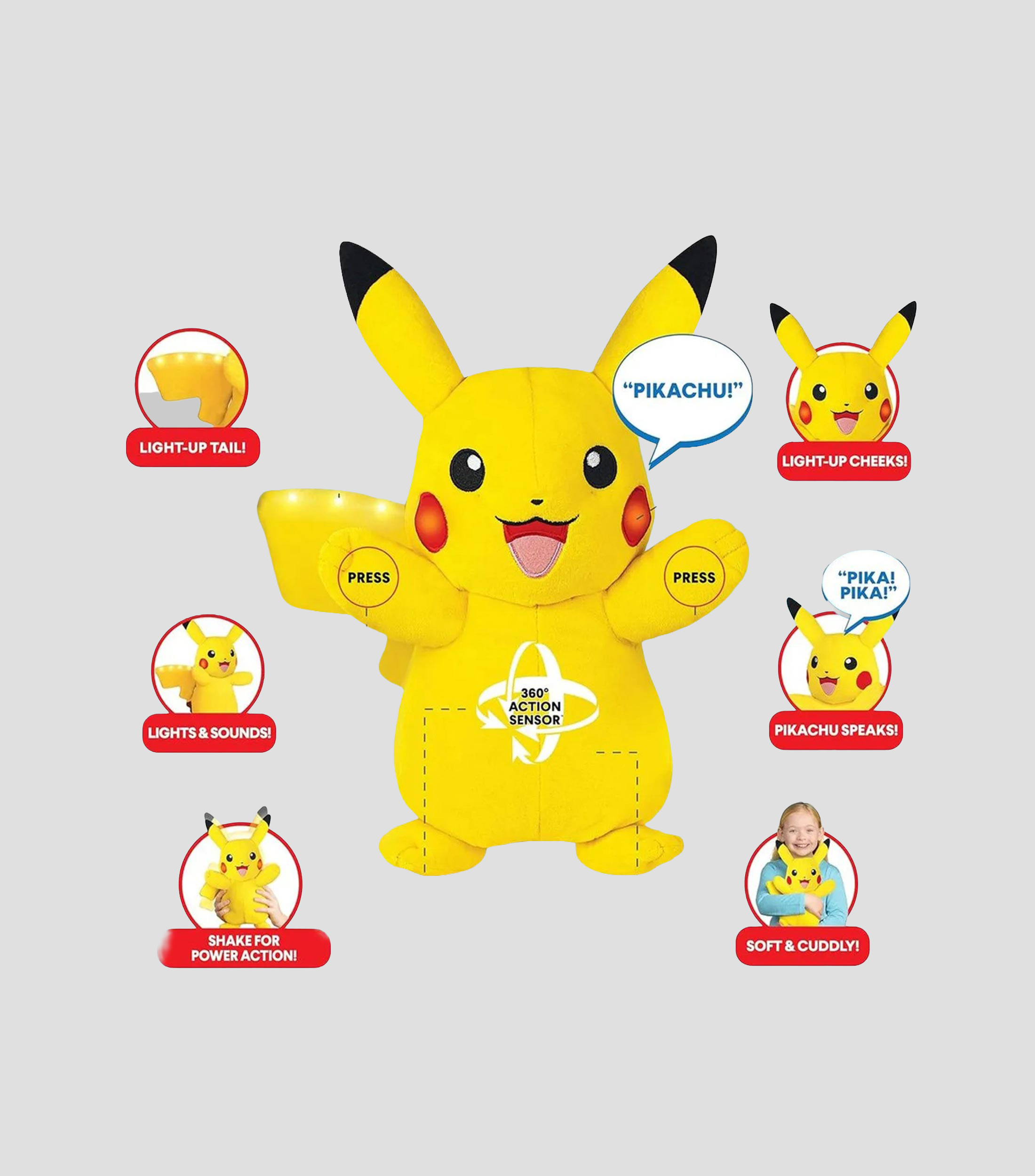 Peluche de Pikachu con sonido y luces