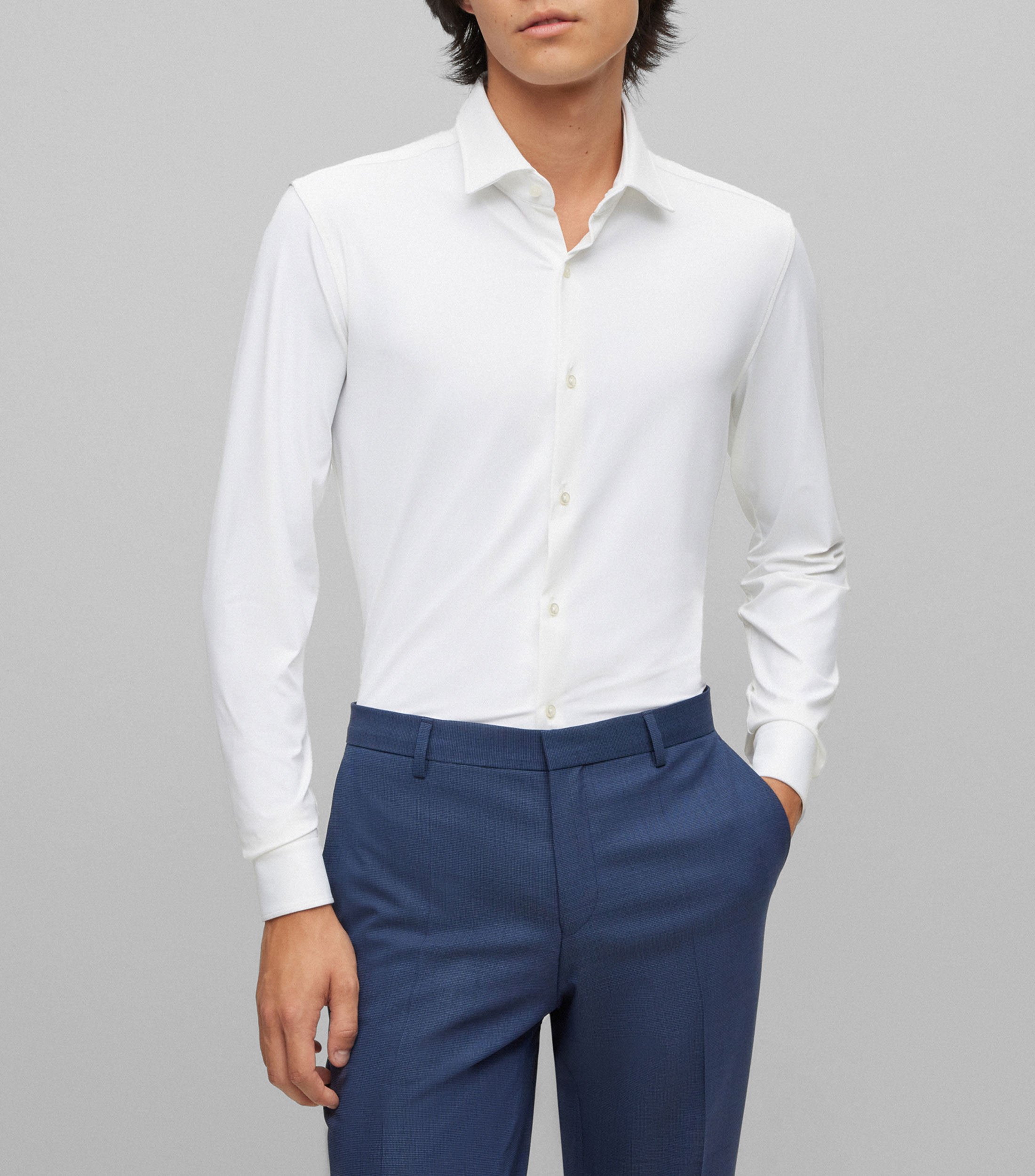Camisa Slim Fit de punto elástico técnico Hombre