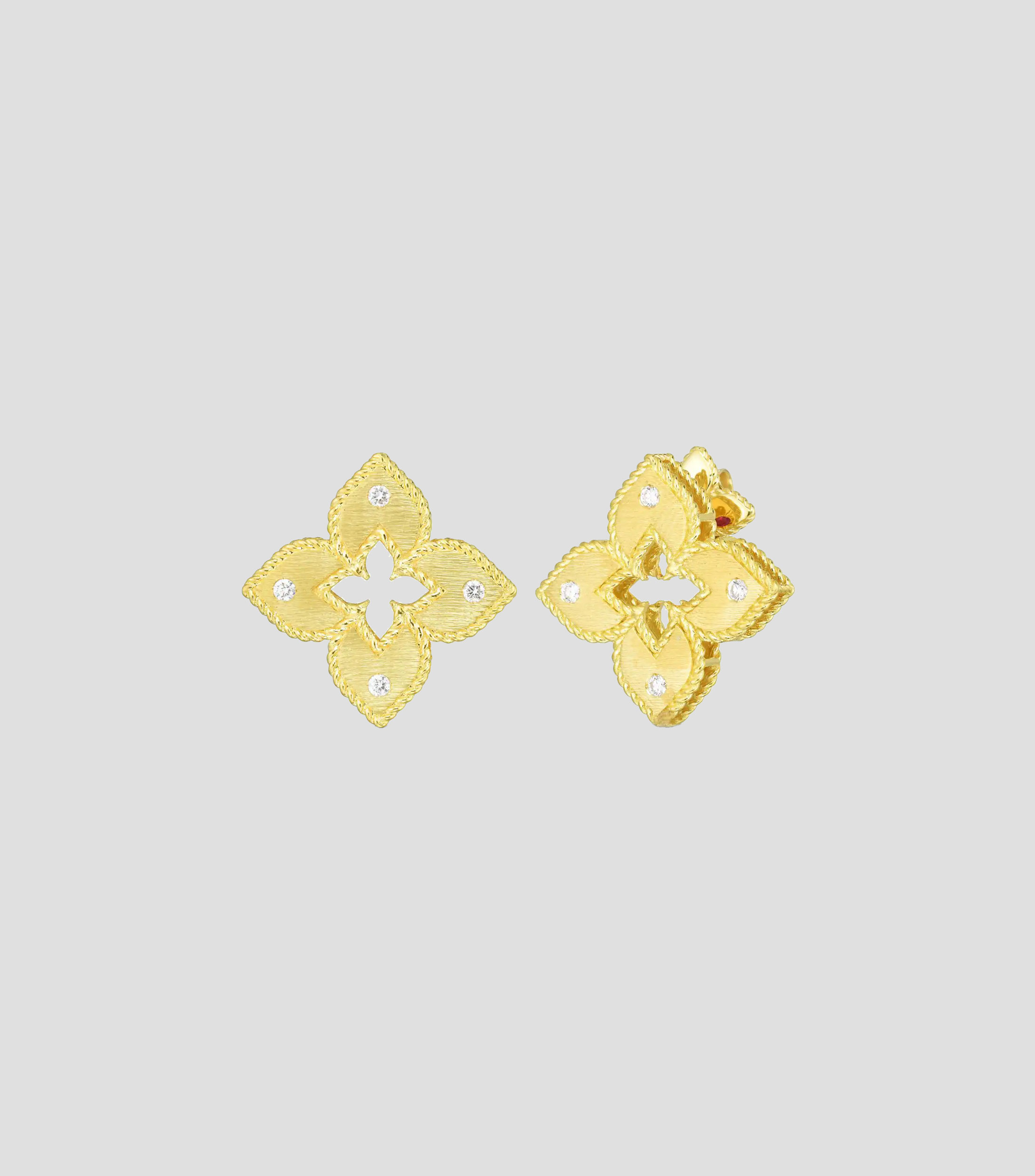 Aretes de flor en oro amarillo de 18 kilates con diamantes Venetian Princess Mujer