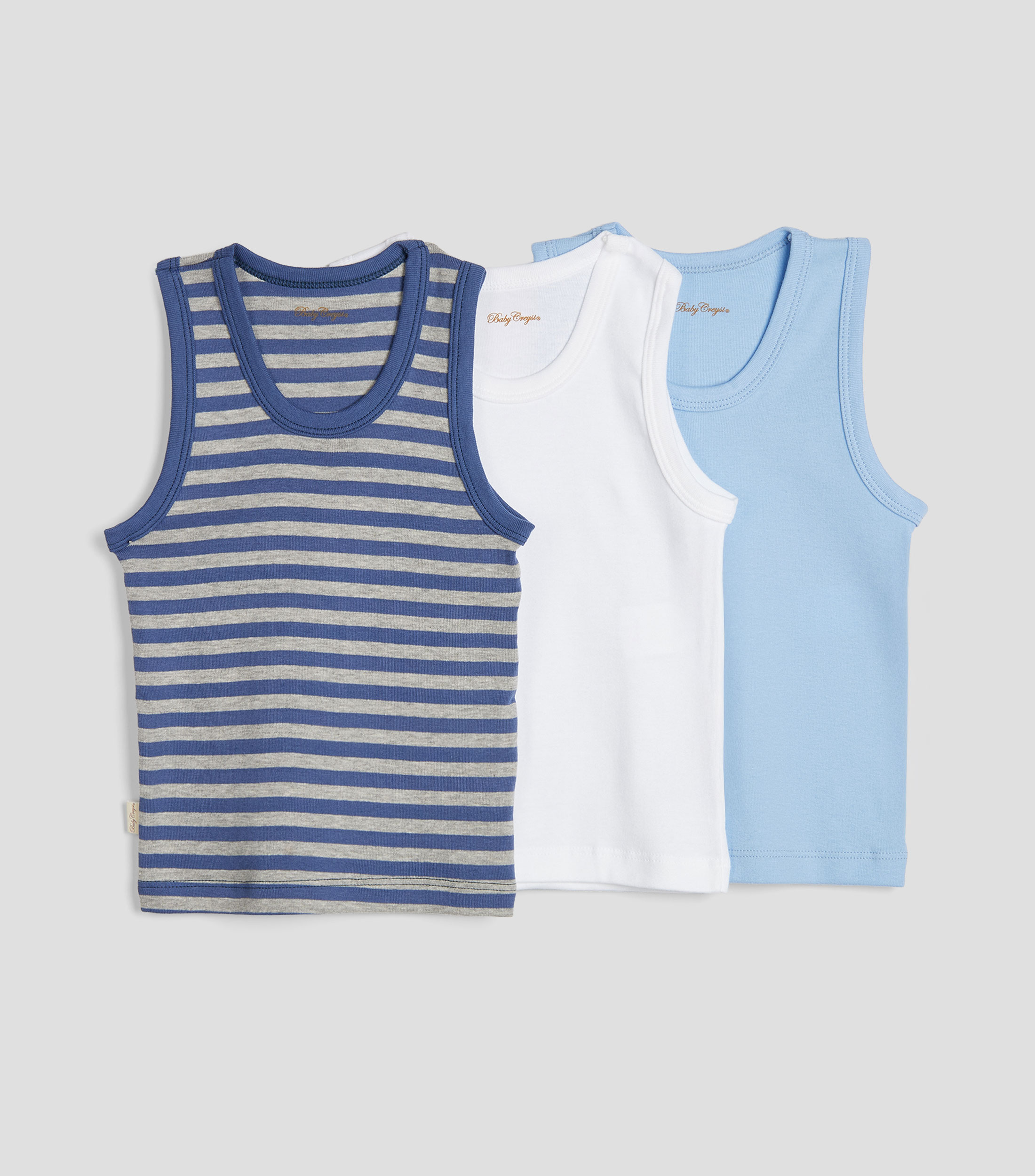 Set 3 playeras de cuello redondo sin mangas estampadas Niño