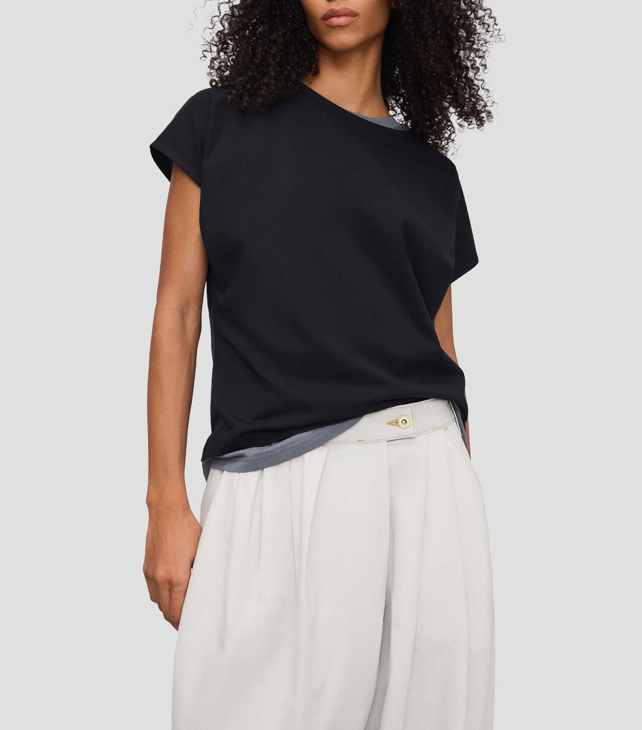 Blusa lisa con manga corta PYRATEX Mujer