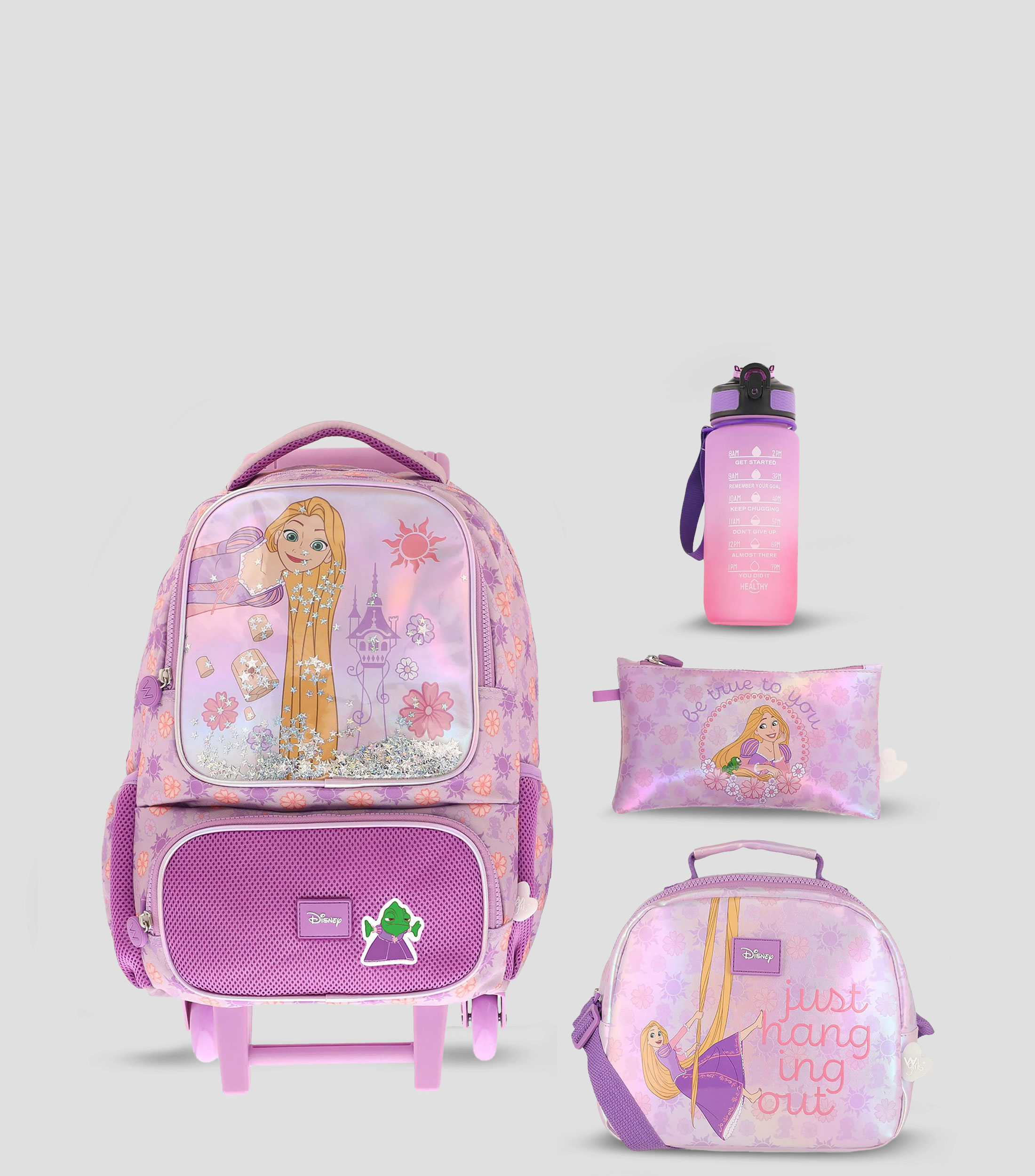 Set de Mochila Escolar con ruedas Rapunzel Niña