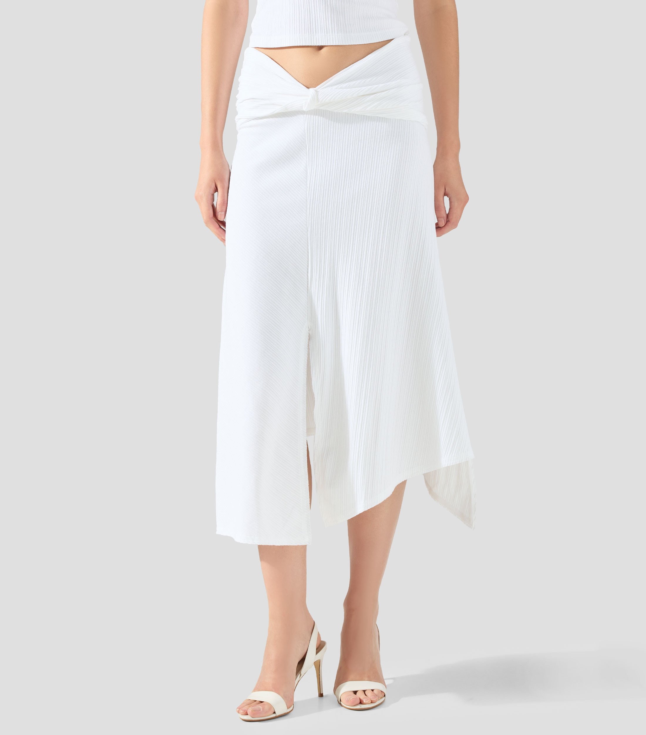 Falda midi de corte regular lisa Mujer