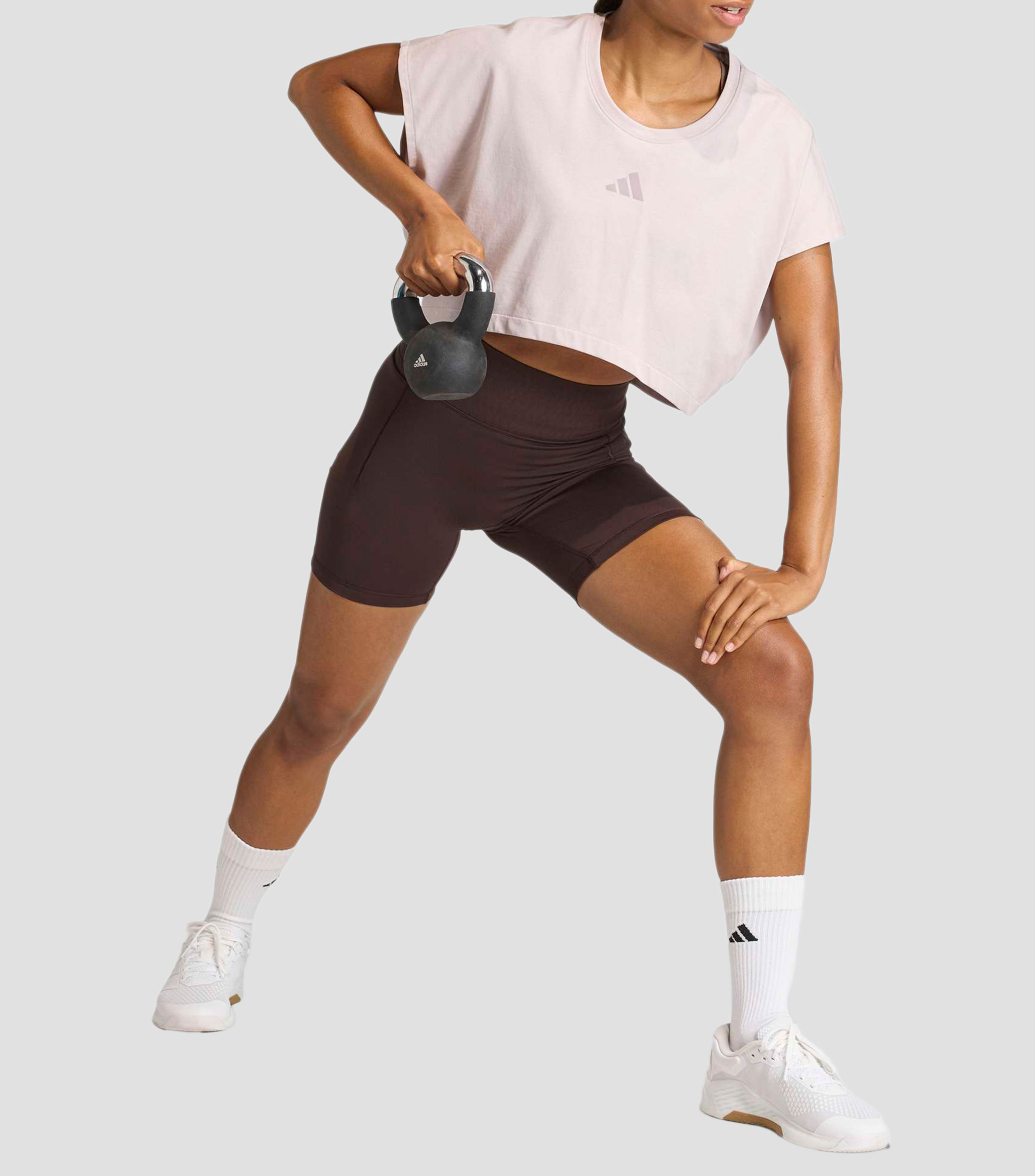 Playera de entrenamiento cuello redondo manga corta lisa Mujer