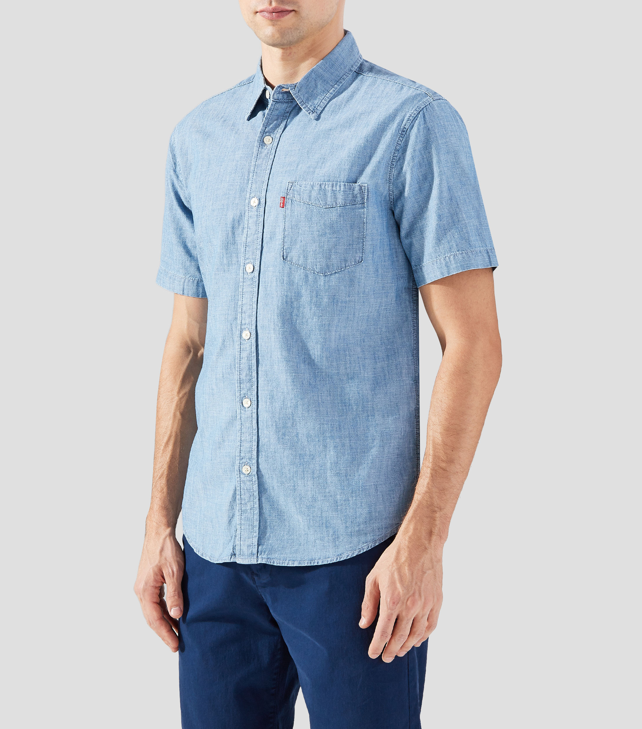 Camisa lisa manga corta Hombre