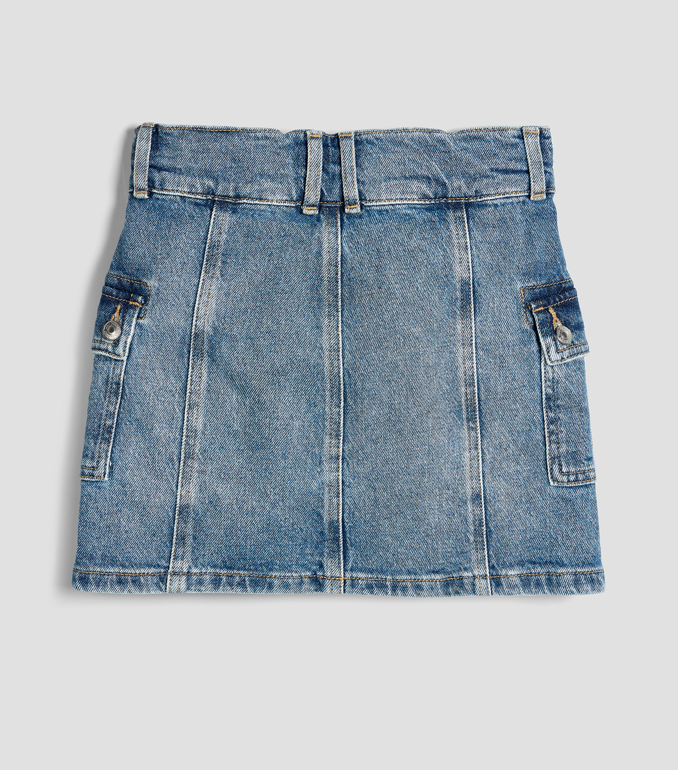Falda denim corta de corte recto Niña