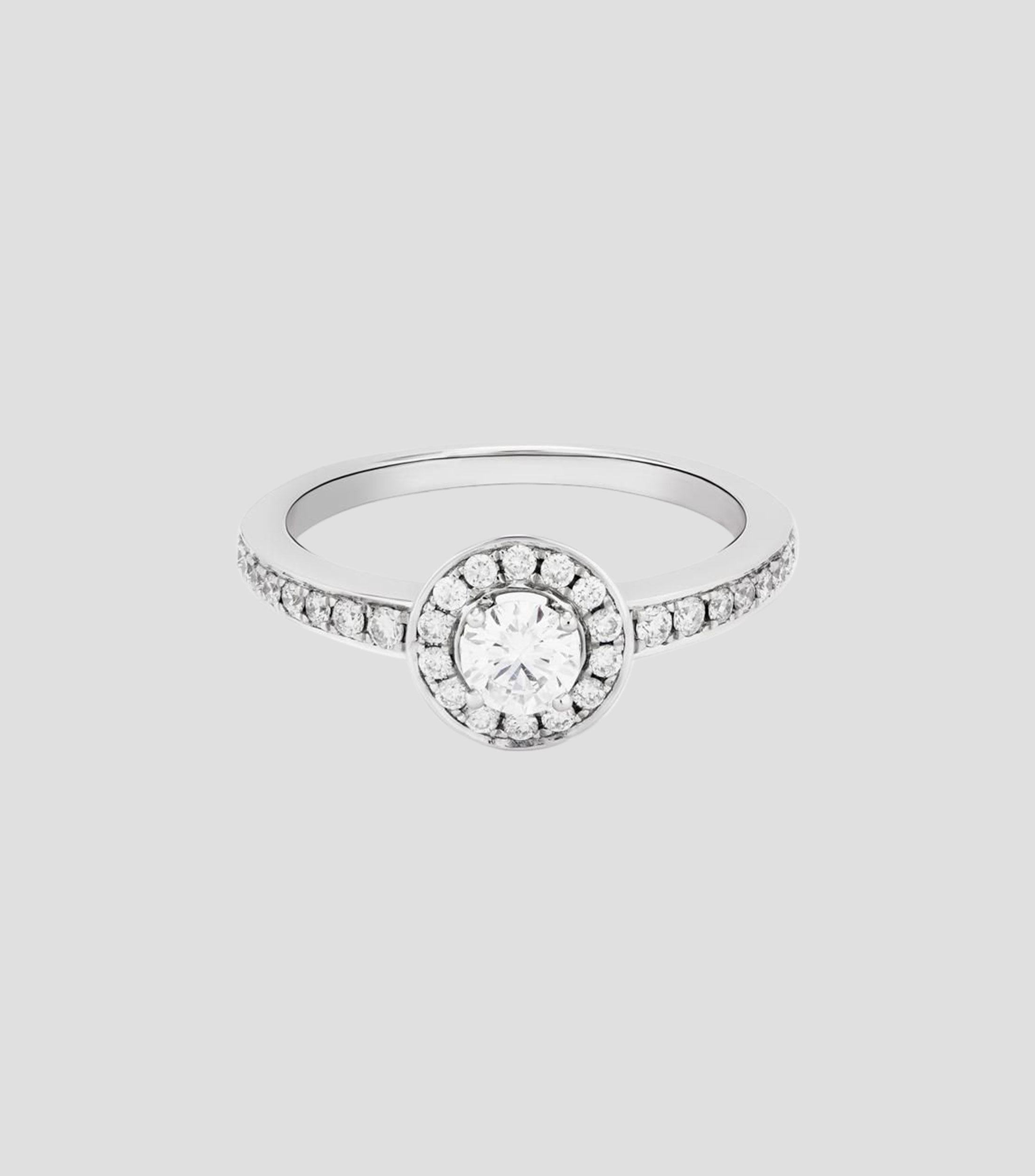Anillo solitario en Oro blanco de 18 Kilates Compromiso con diamantes Mujer