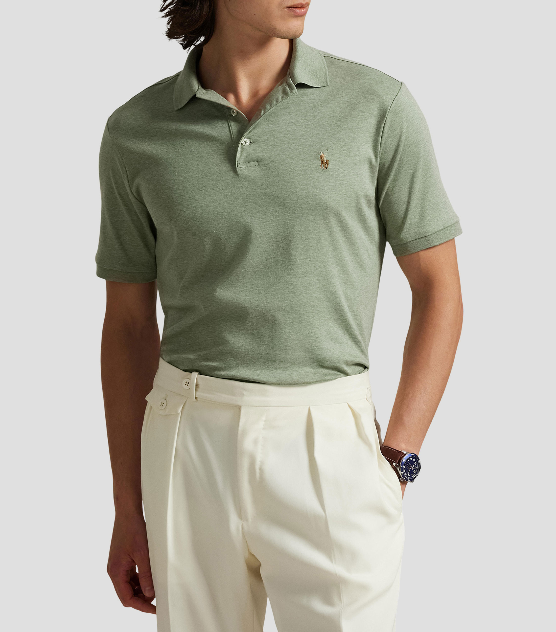 Playera tipo polo manga corta lisa Hombre