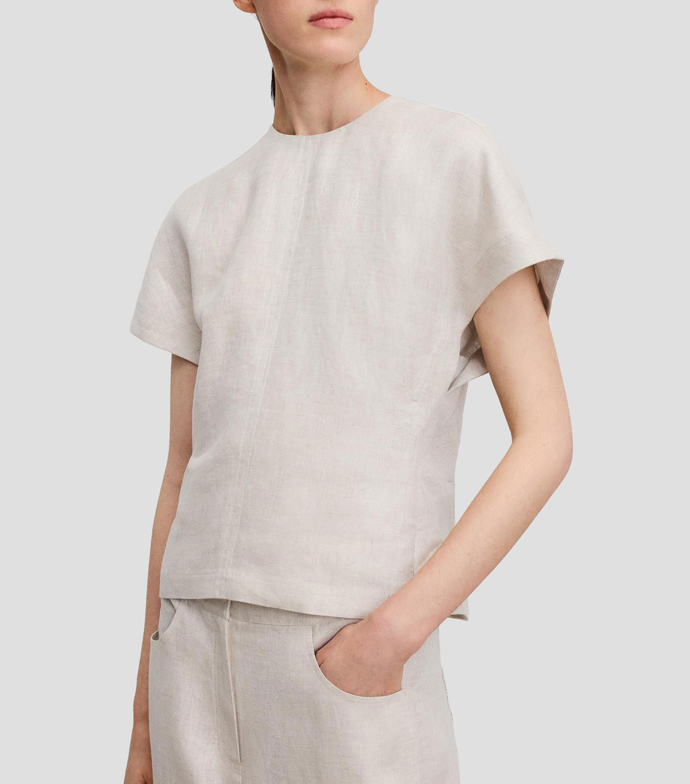 Blusa de diseño sólido con manga corta Mujer