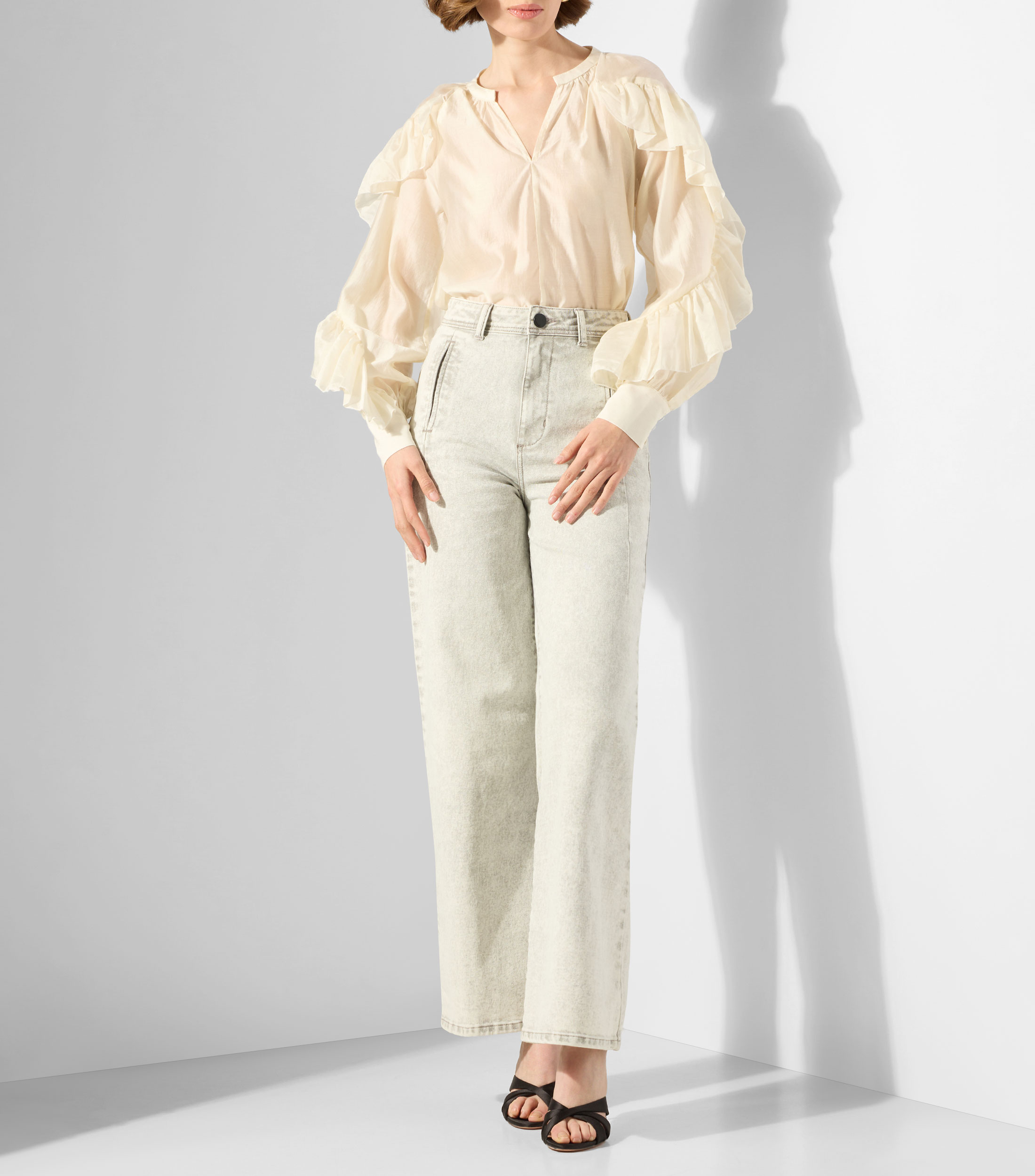 Blusa lisa con manga larga Mujer