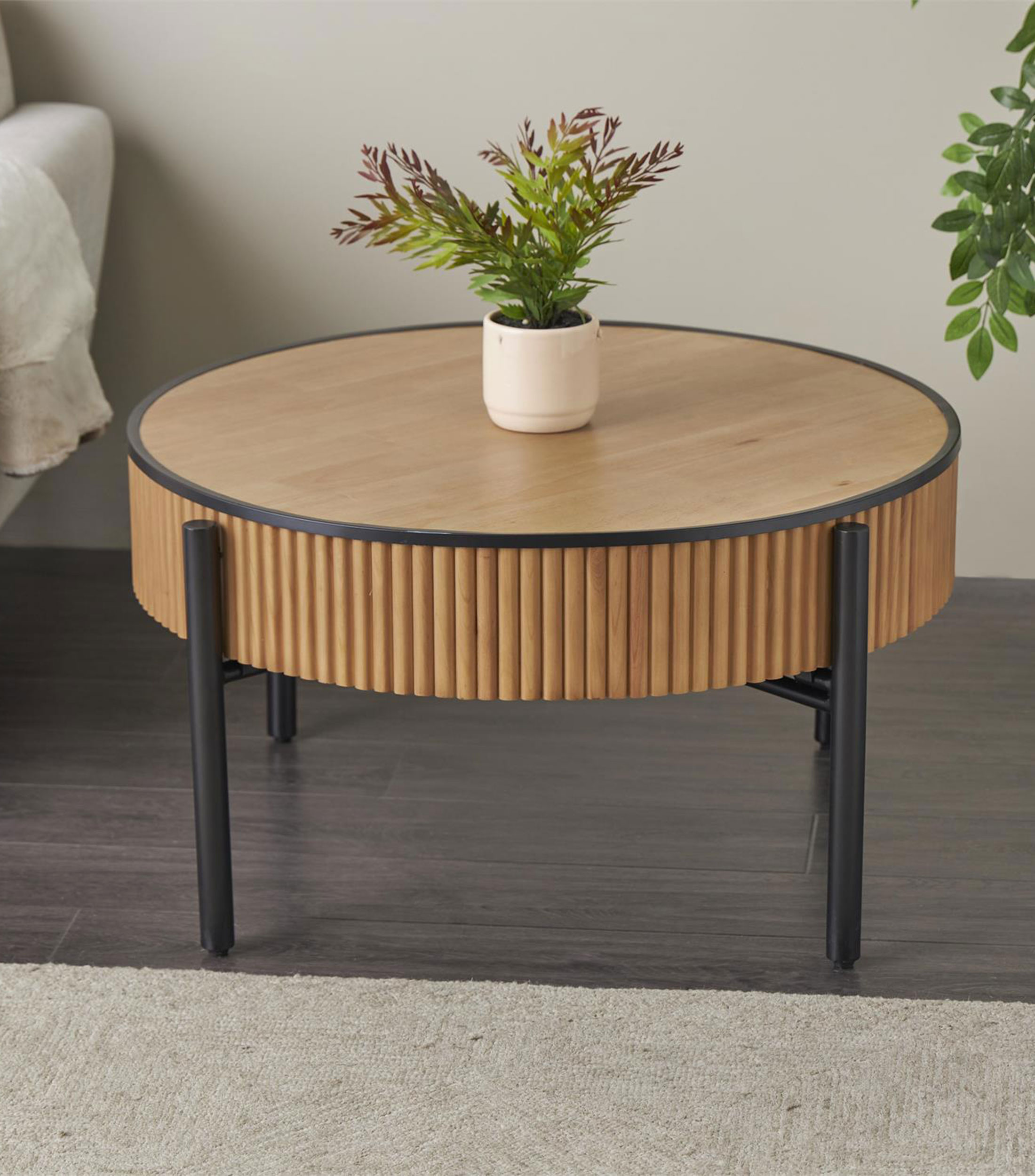 Mesa de centro en MDF y metal marrón