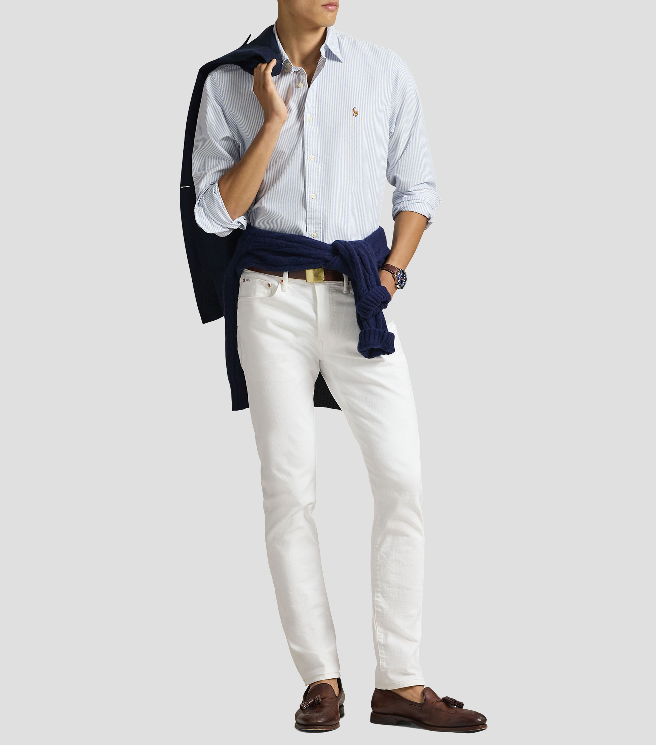 Camisa con líneas manga larga Hombre
