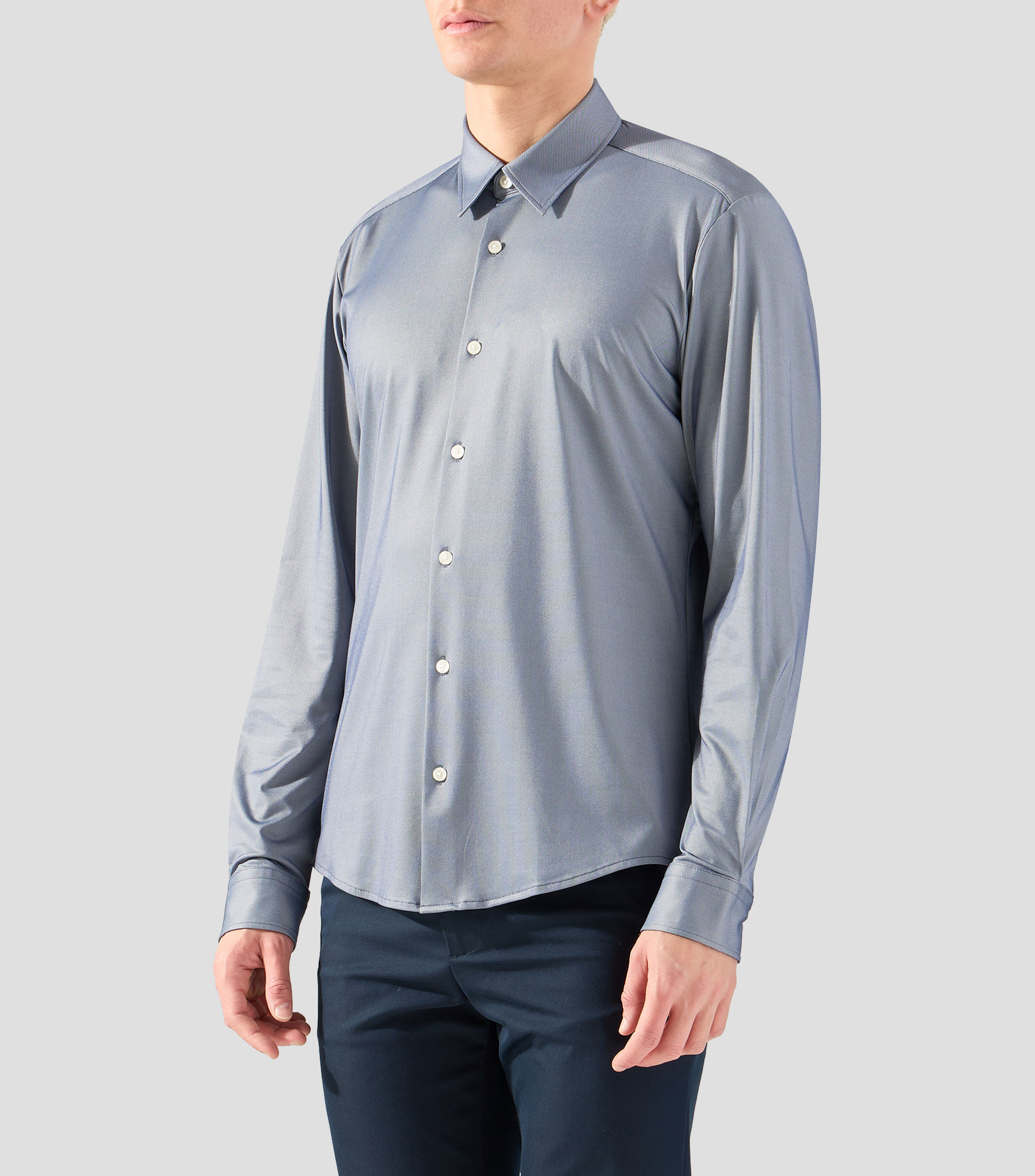 Camisa regular en punto técnico elástico de estilo Oxford Hombre