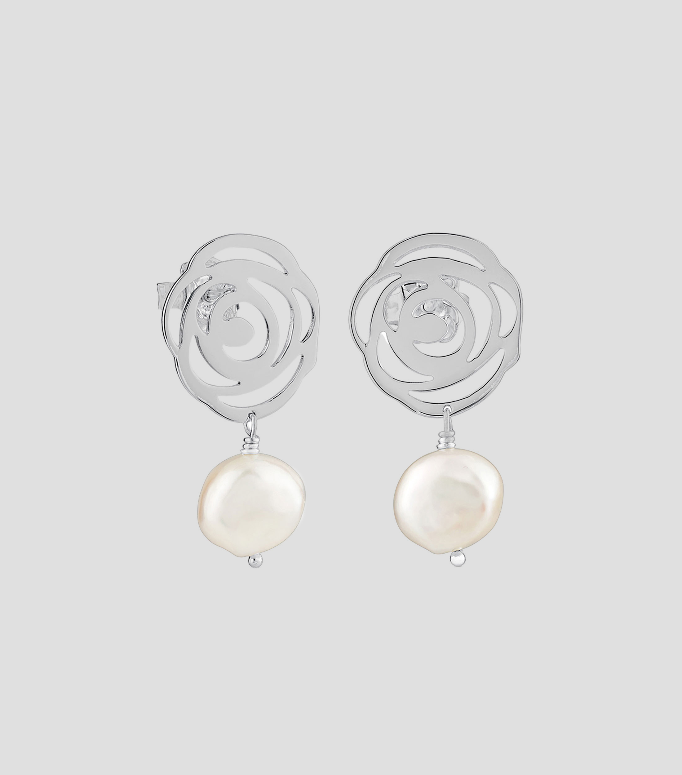 Pendientes en Plata .925 Rosa daposAbril con perlas Mujer