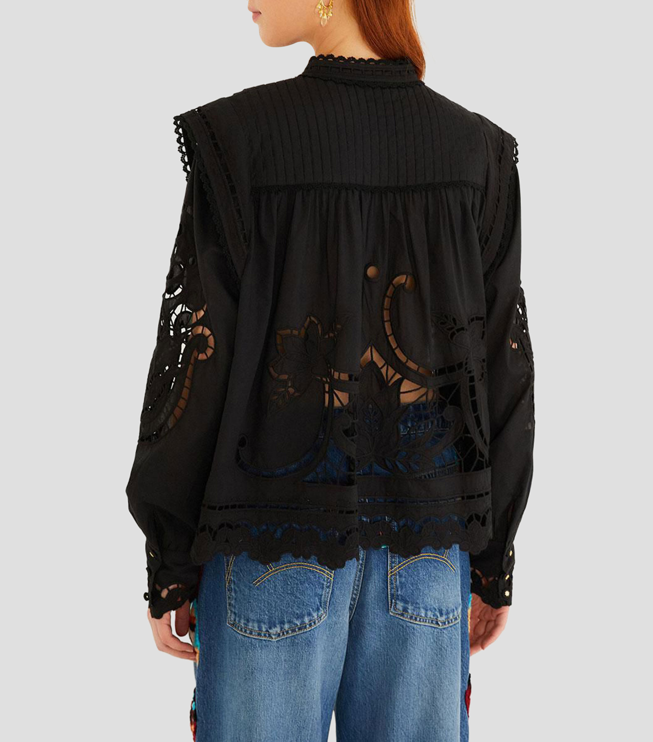 Blusa lisa con manga larga Mujer