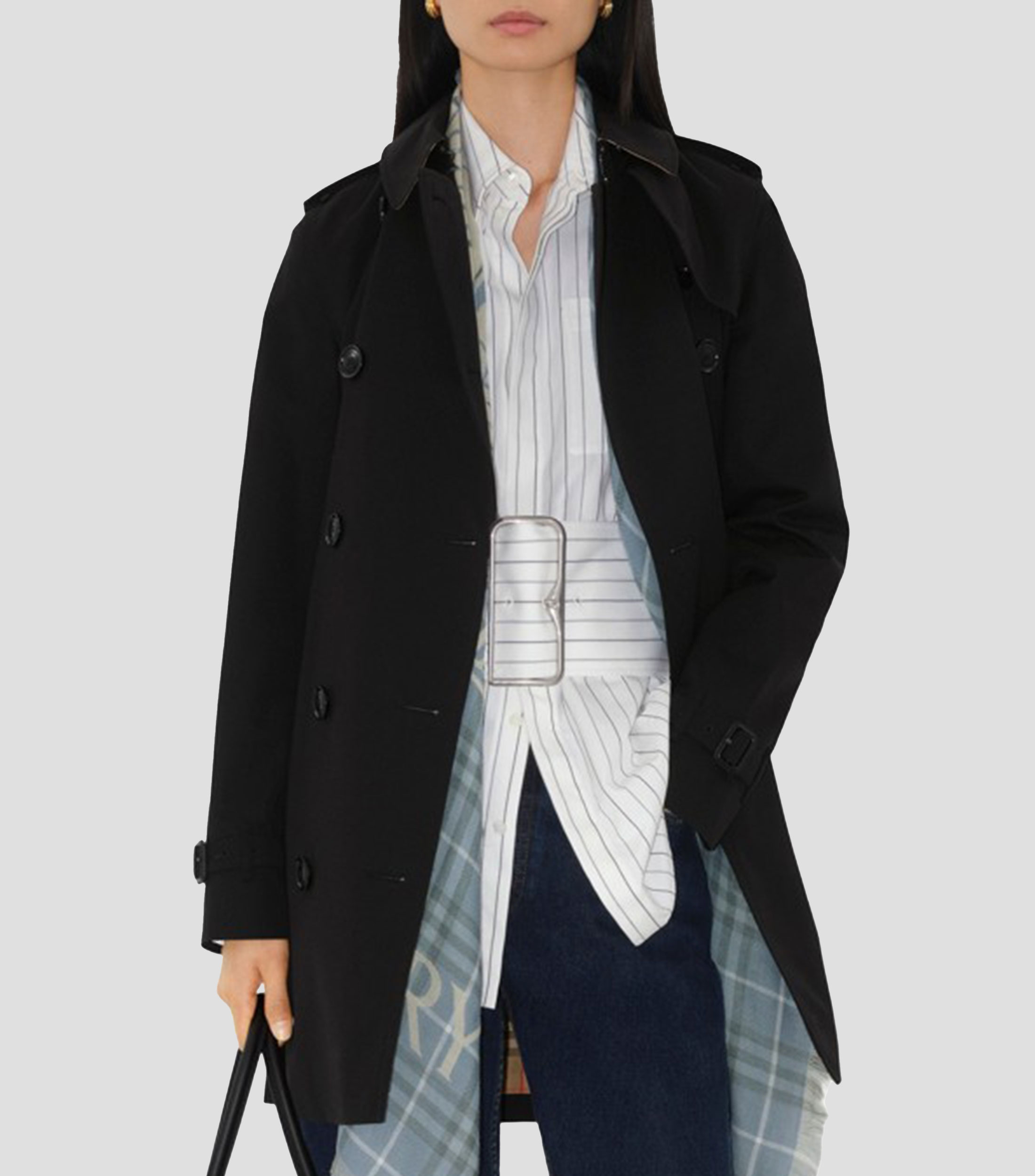 Gabardina midi con cierre de botones y lazo Heritage Kensington Mujer