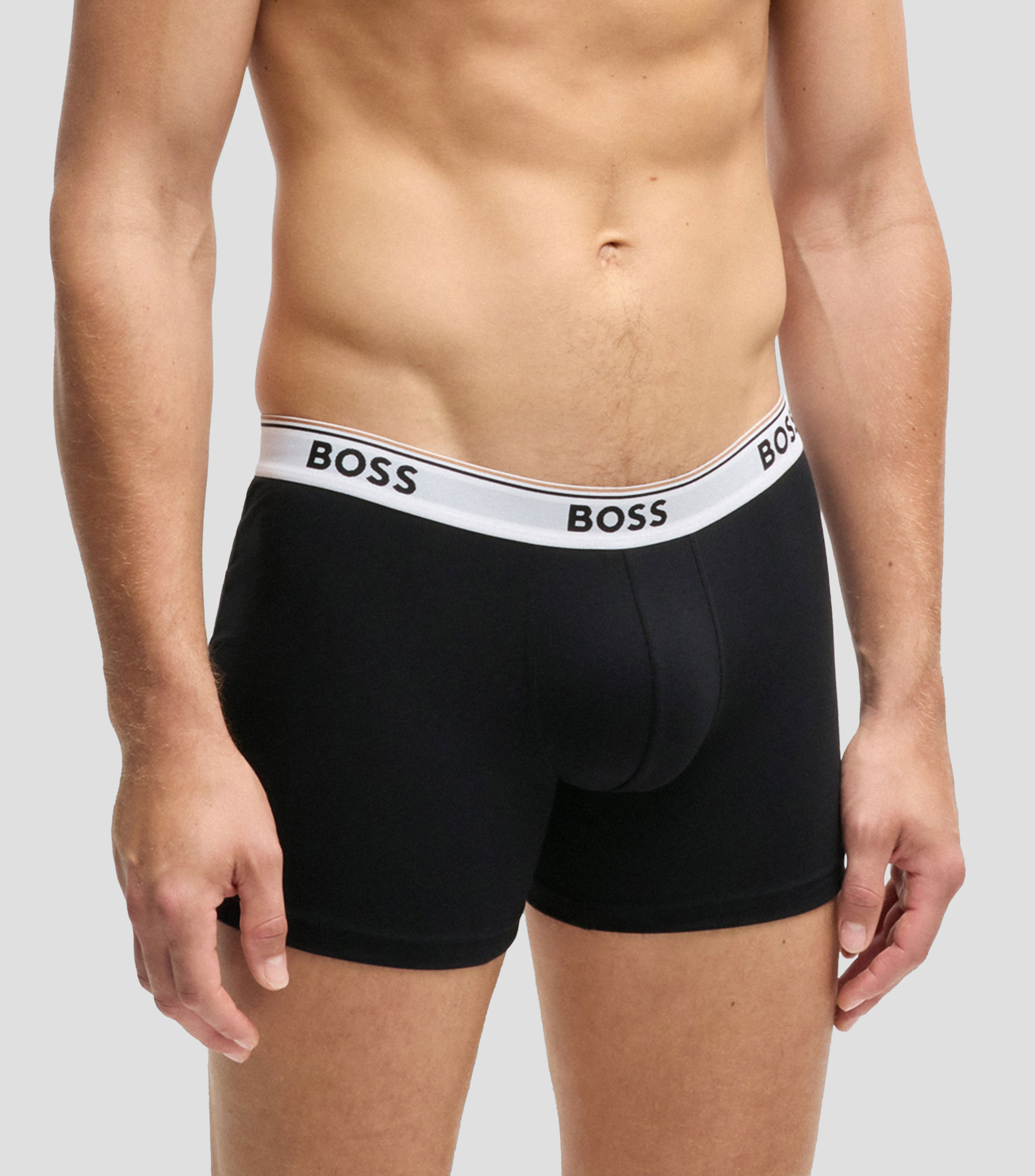 Paquete de tres calzoncillos bóxer en algodón elástico con logos Hombre