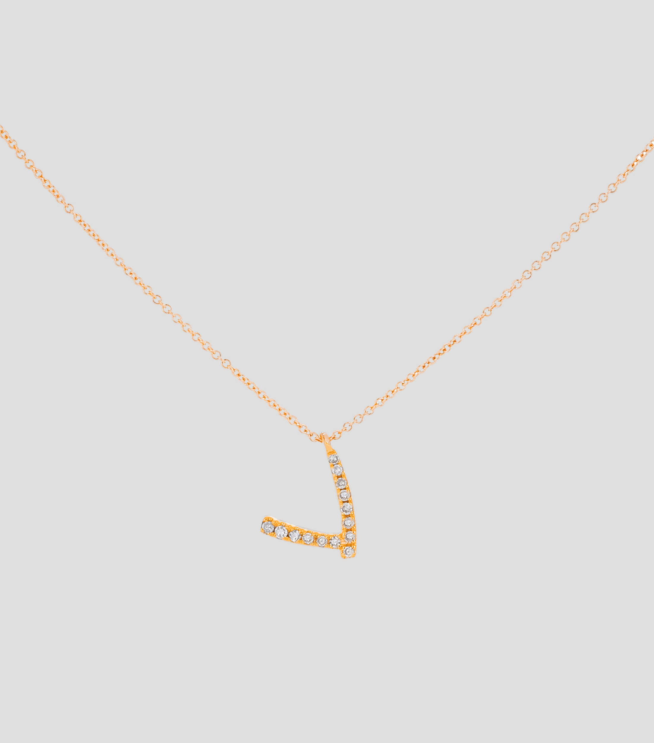 Dije con cadena en Letra V en Oro rosa 14 Kilates con diamantes Mujer