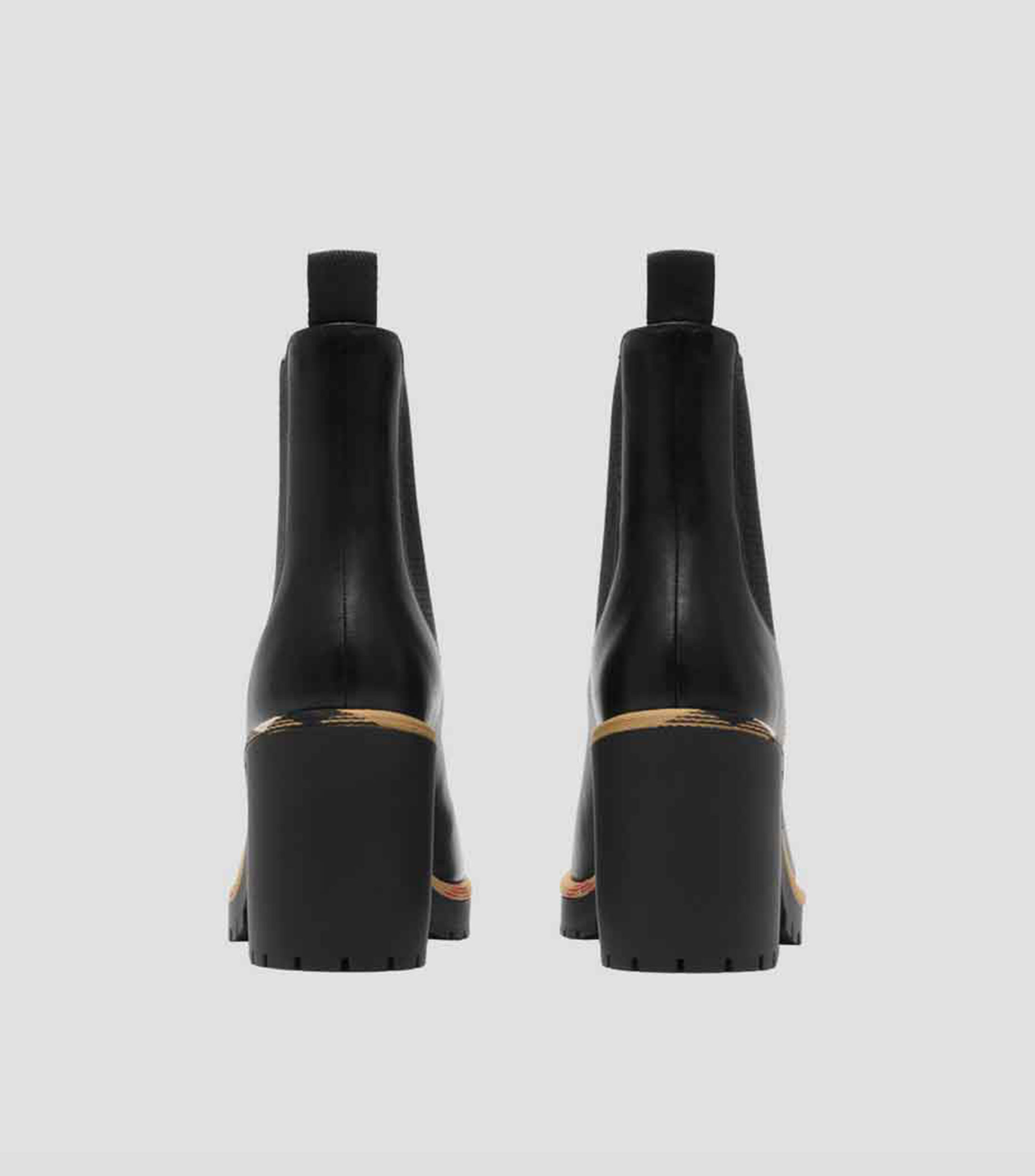 Botas Chelsea cortas en piel tacón alto ancho Mujer