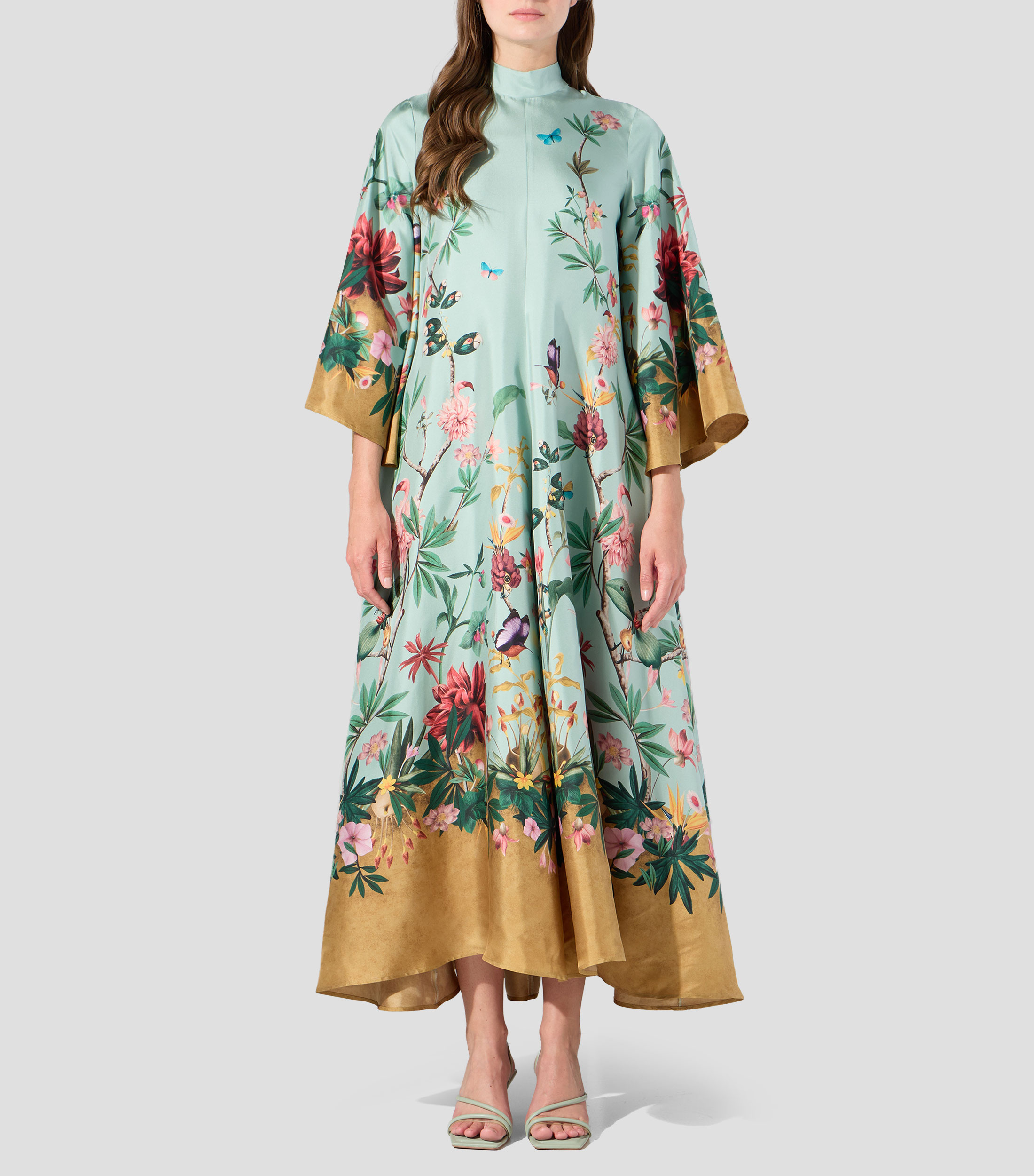 Vestido largo con manga larga estampado Mujer