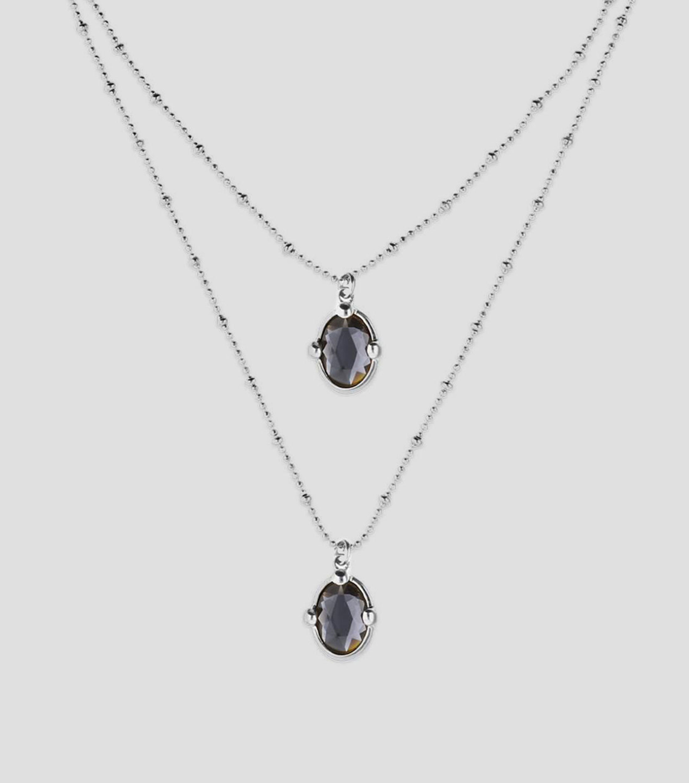 Collar doble con dije de cristal Mujer