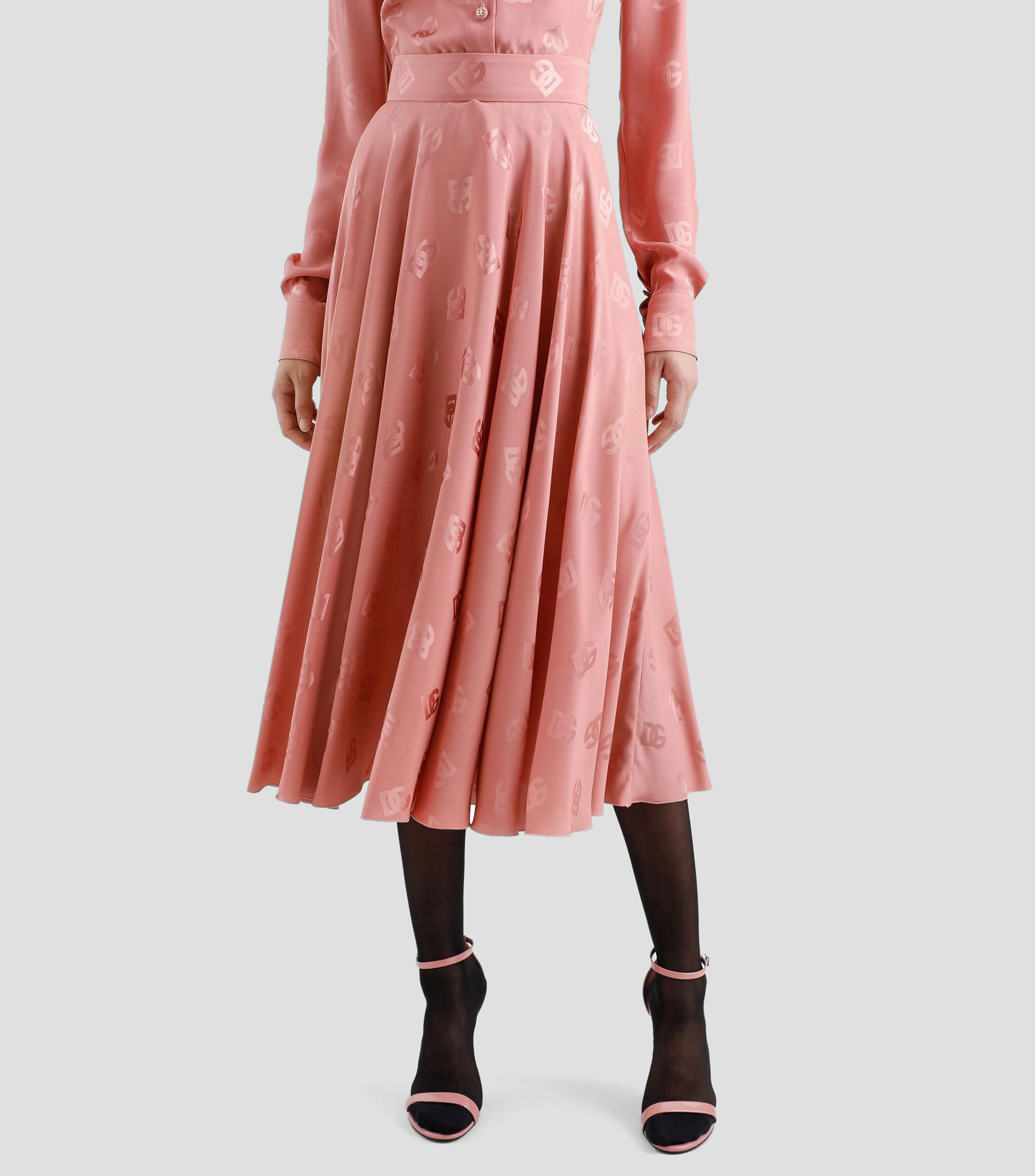 Falda midi de corte recto con monogram Mujer