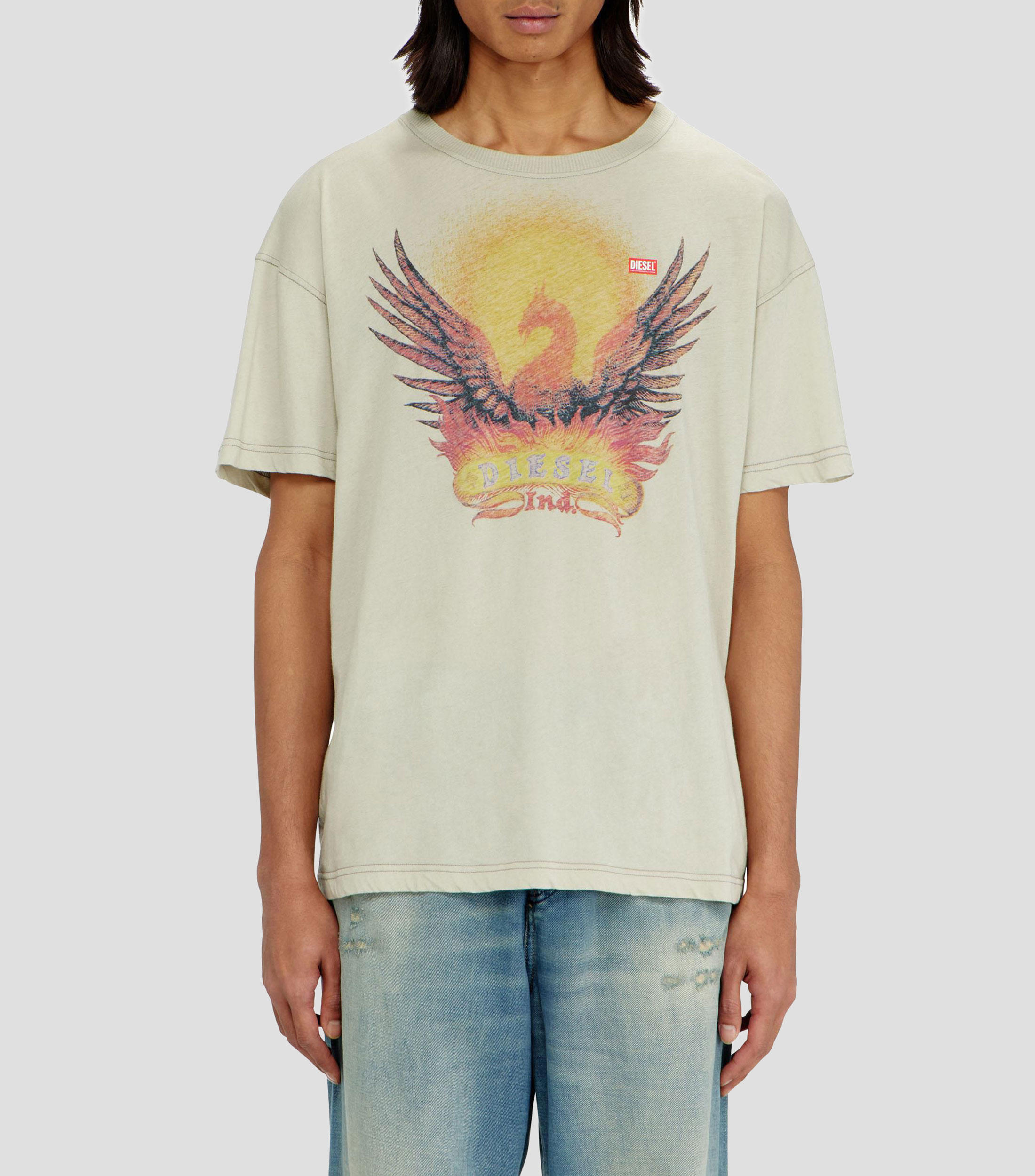 Playera cuello redondo manga corta estampada Hombre