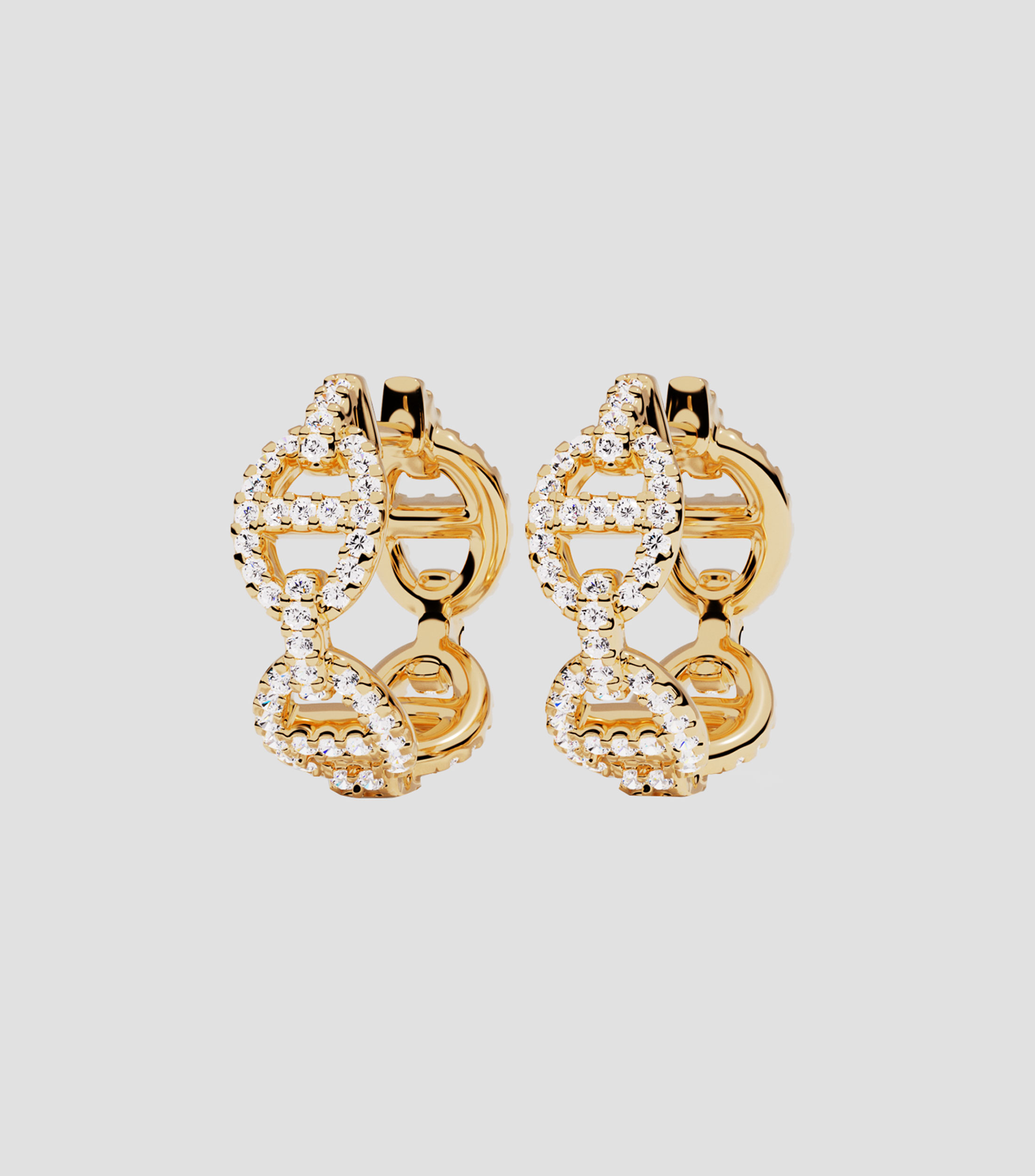Aretes en forma de eslabón con zirconia Mujer