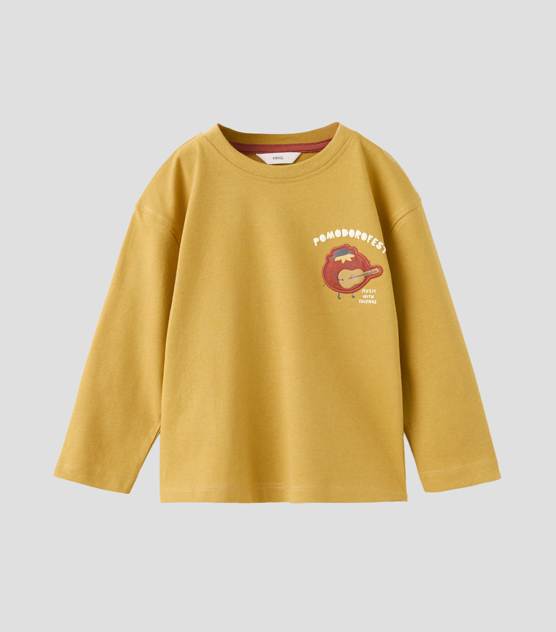 Playera cuello redondo manga larga estampada Niño