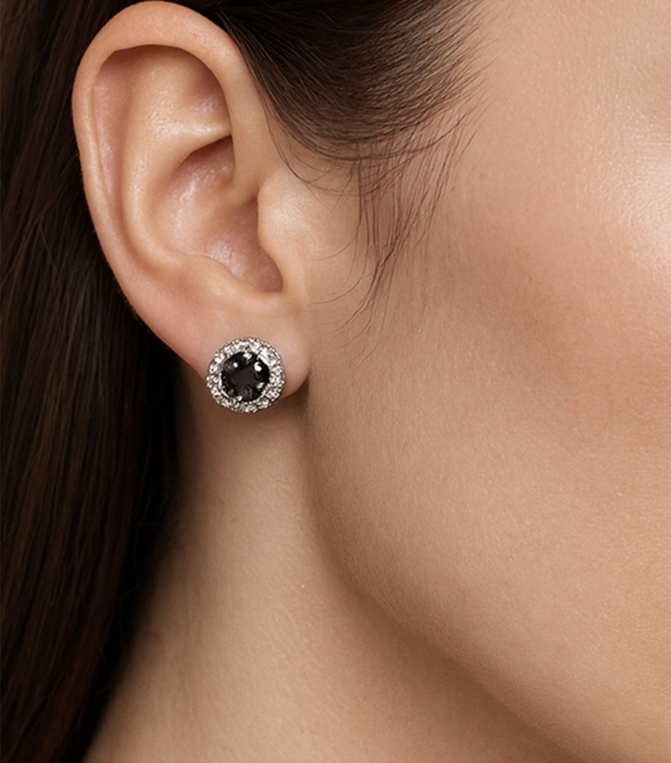 Aretes en oro blanco de 18 Kts Mujer