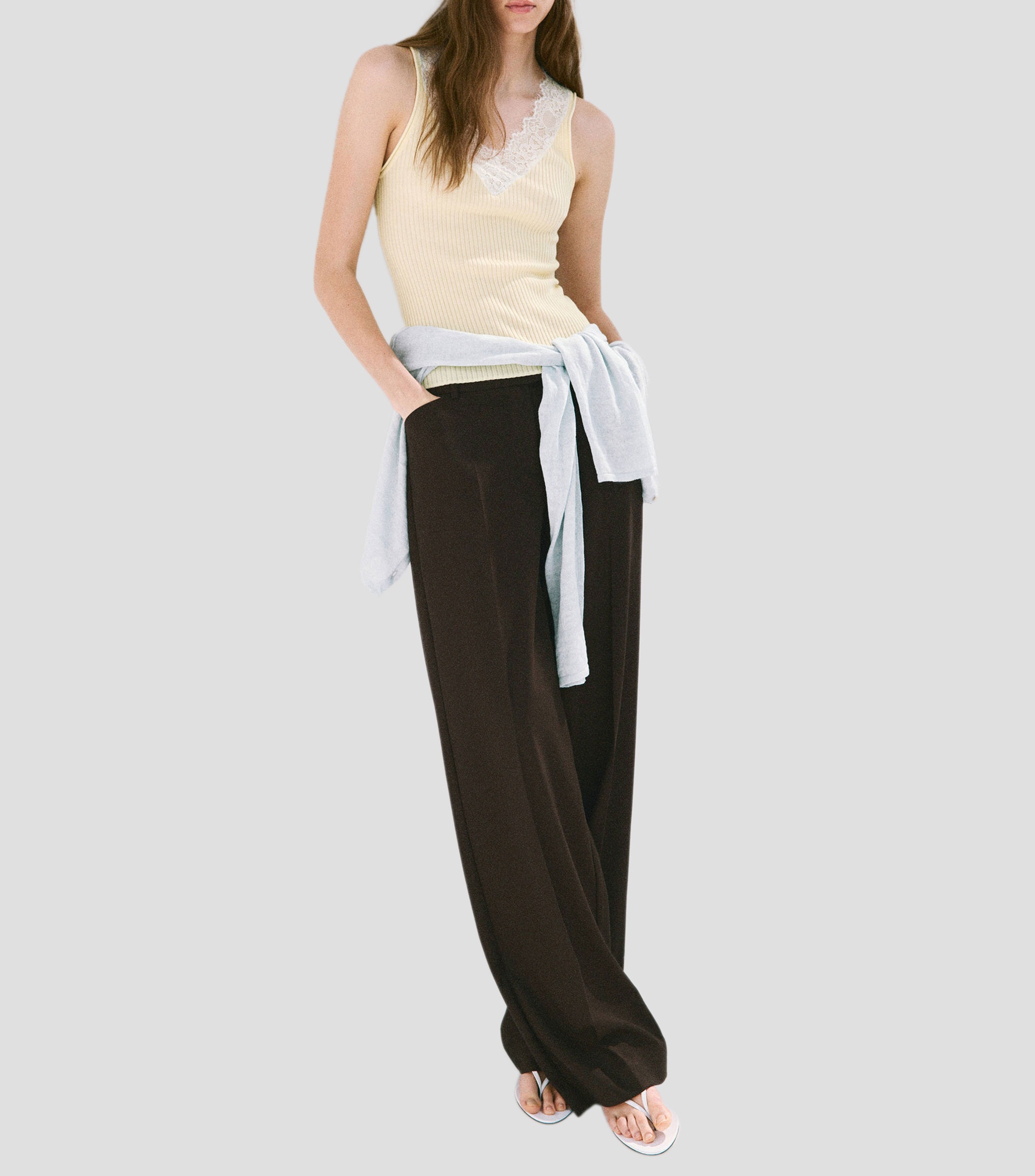 Top cuello V sin mangas fantasía Mujer